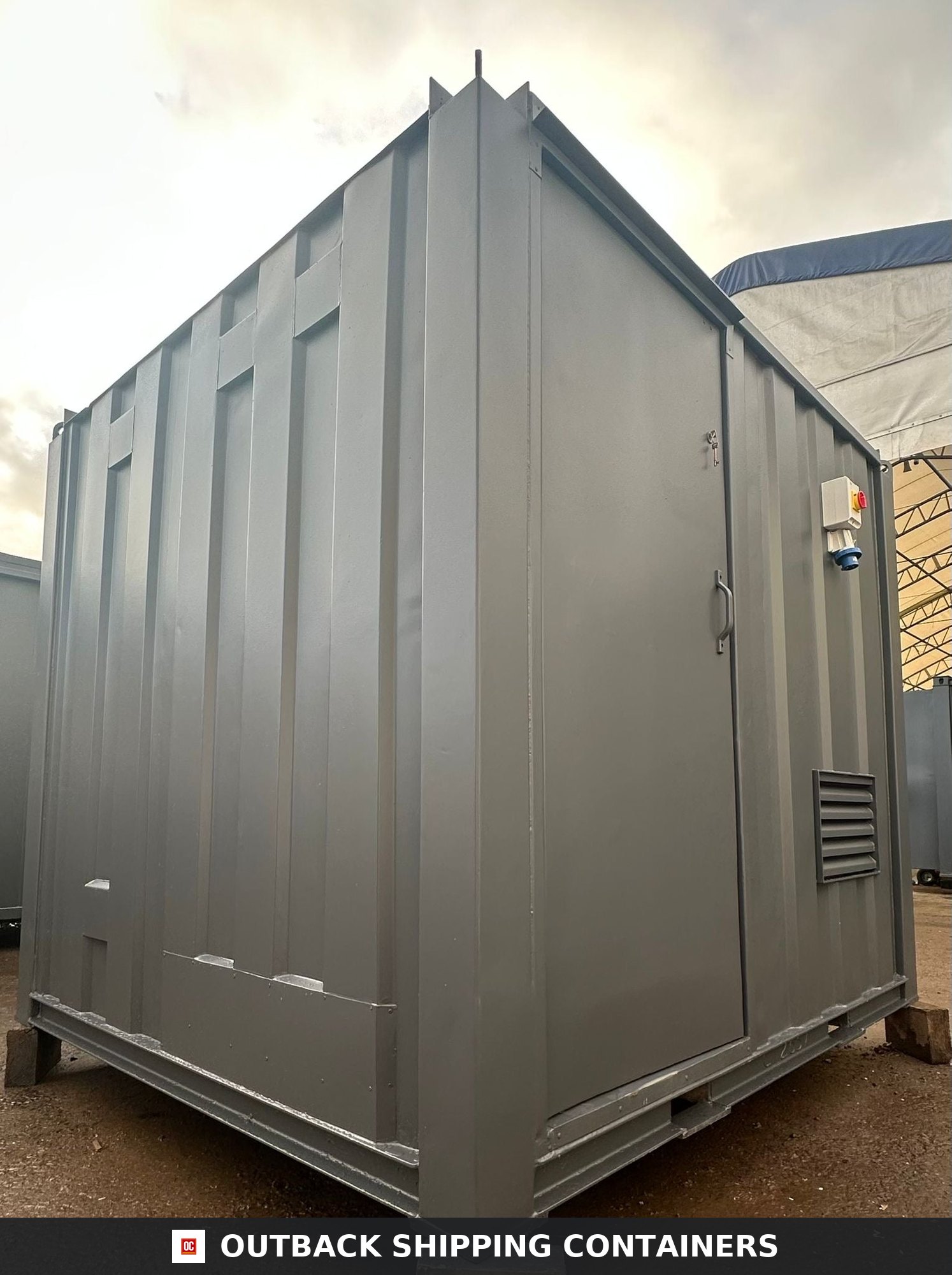 9 x 8 ft Chemical Toilet Block with Drying Room for Sale — Window and Shutter Detail 9 x 8 ft Chemical Toilet Block with Drying Room — Plug & Play — Welfare — No 1397 — product gallery image 7 of 13