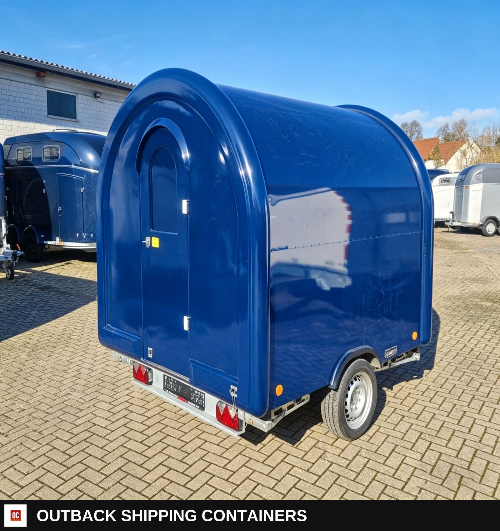 Small Fully Equipped Food Truck Custom Mini Coffee & Ice Cream Trailer for Sale — Serving Window And Hatch | Outback Shipping Containers Small Fully Equipped Food Truck Custom Mini Coffee & Ice Cream Trailer for Sale for sale — serving window and hatch