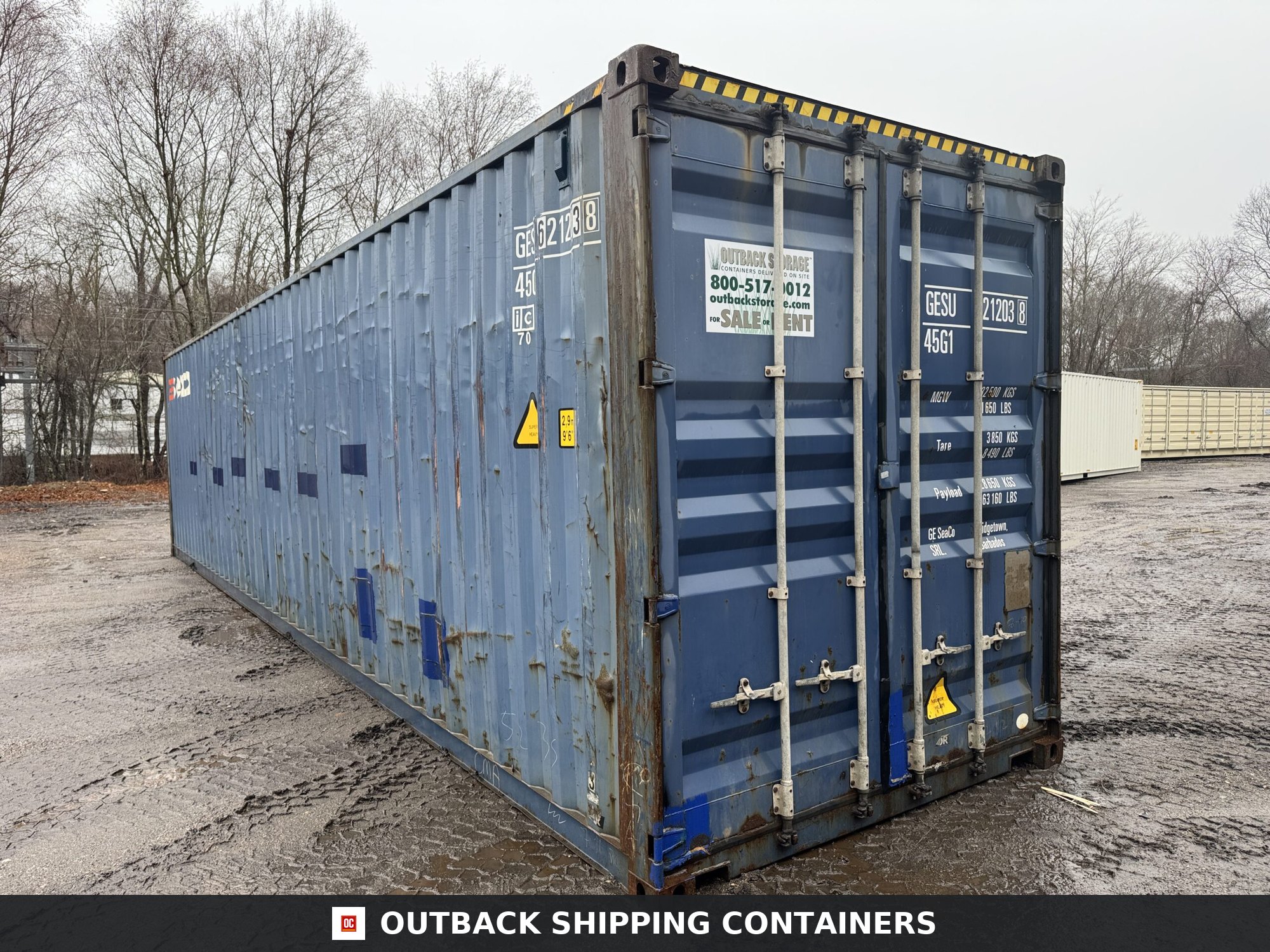 40ft Used High Cube Shipping Container – Wind & Watertight – Blue — 40ft — used (image 1 of 12)