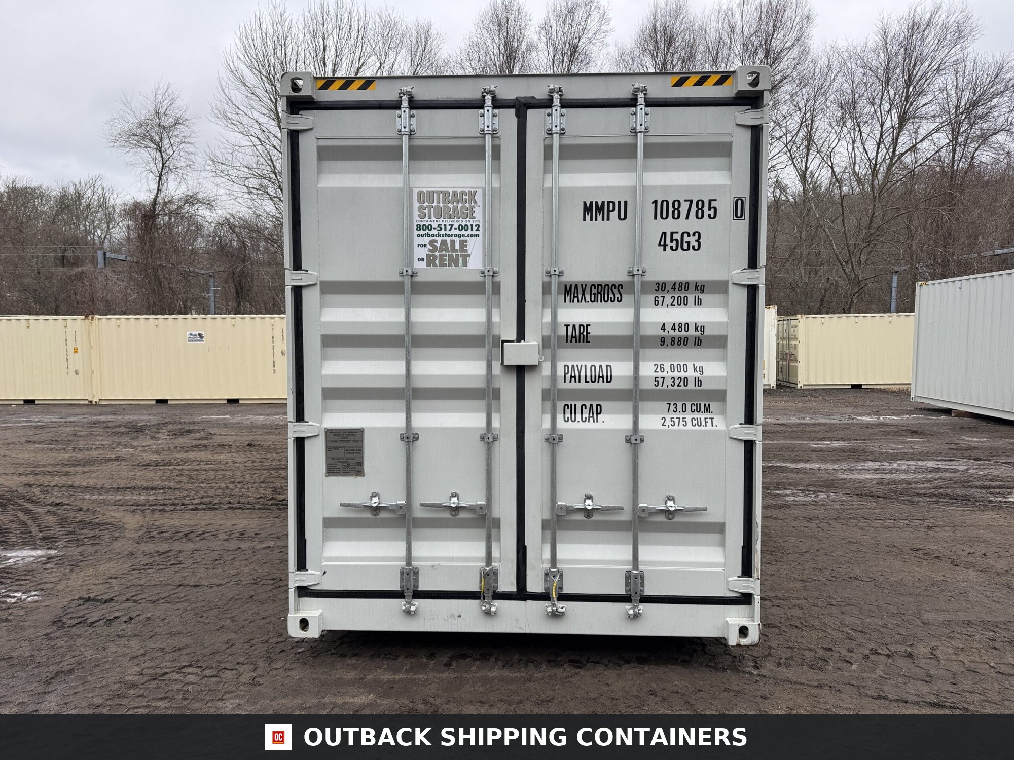 40ft New High Cube Shipping Container — Three-Quarter Angle View | Outback Shipping Containe 6 40ft New High Cube Shipping Container – Wind & Watertight – Lt Gray — 40ft — new (image 3 of 12)