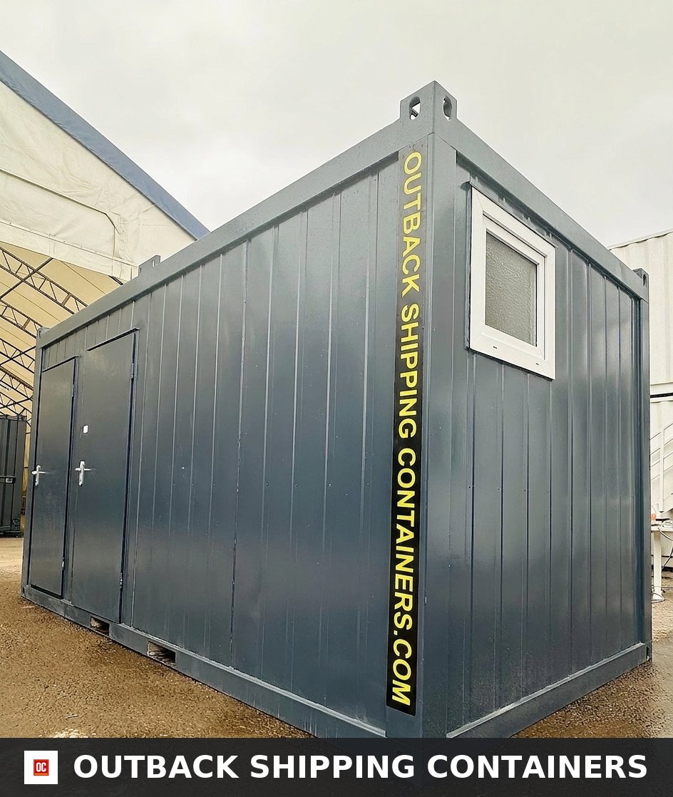 3+1 Toilet Block for Sale — Rear Exterior View | Outback Shipping Containers 2 3 3+1 Toilet Block — 16 x 8 ft Anti-Vandal — Portable Toilet Block — No 1232 — product gallery image 3 of 13