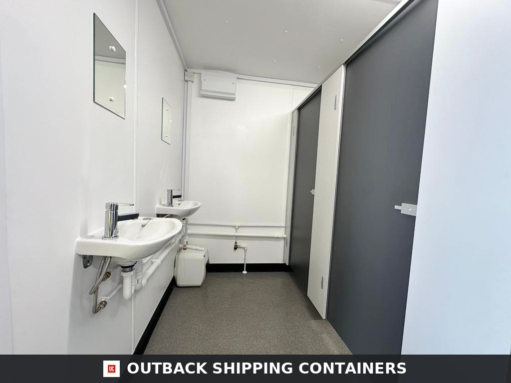 32 x 10 ft CUSTOM for Sale — Side Profile View | Outback Shipping Containers 32 x 10 ft CUSTOM — Mens/Ladies + Disabled Access Toilet Block — Portable Welfare — No 1395 — product gallery image 2 of 16