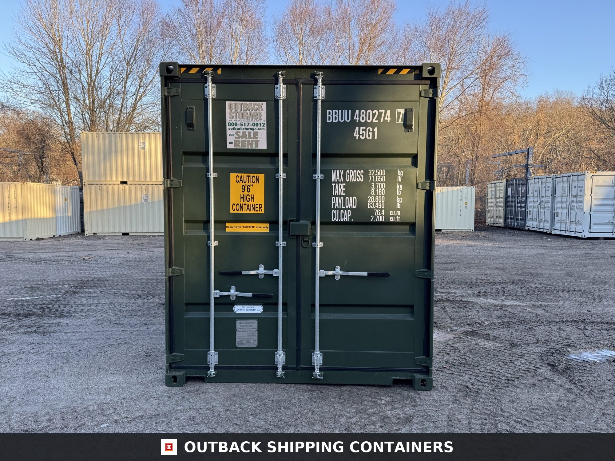 40ft New High Cube Shipping Container – Wind & Watertight – Green — 40ft — new (image 3 of 12)