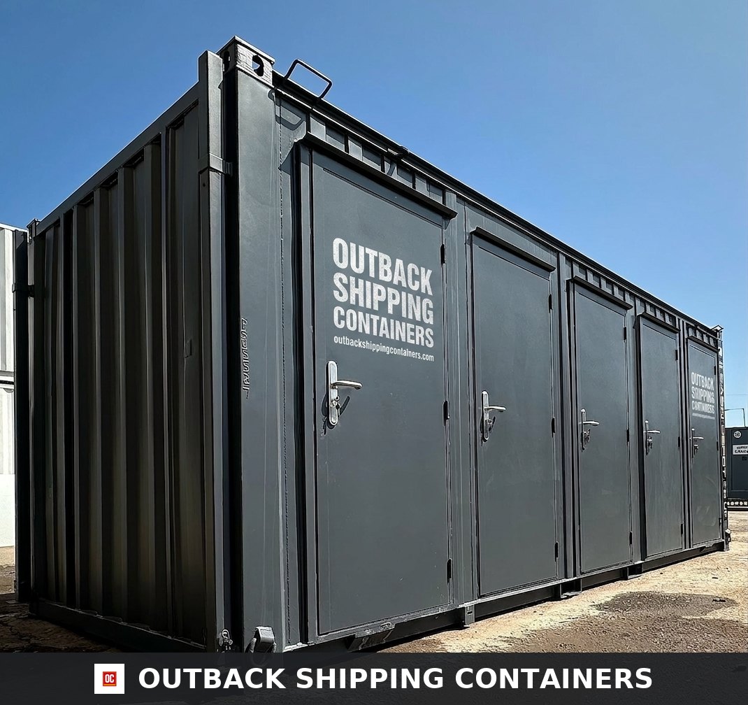 Toilet Block for Sale — Side Profile View | Outback Shipping Containers 2 Toilet Block — 20 x 8 ft — 5 Bays Anti-Vandal Portable — No 1432 — primary exterior image 1 of 13