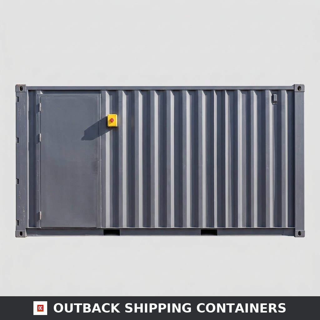 Enhanced 20ft Standard Shipping Container — Rear Exterior View | Outback Shipping Containers Enhanced 20ft Standard Shipping Container – Grey Finish — 20ft — new — storage containers (image 4 of 4)