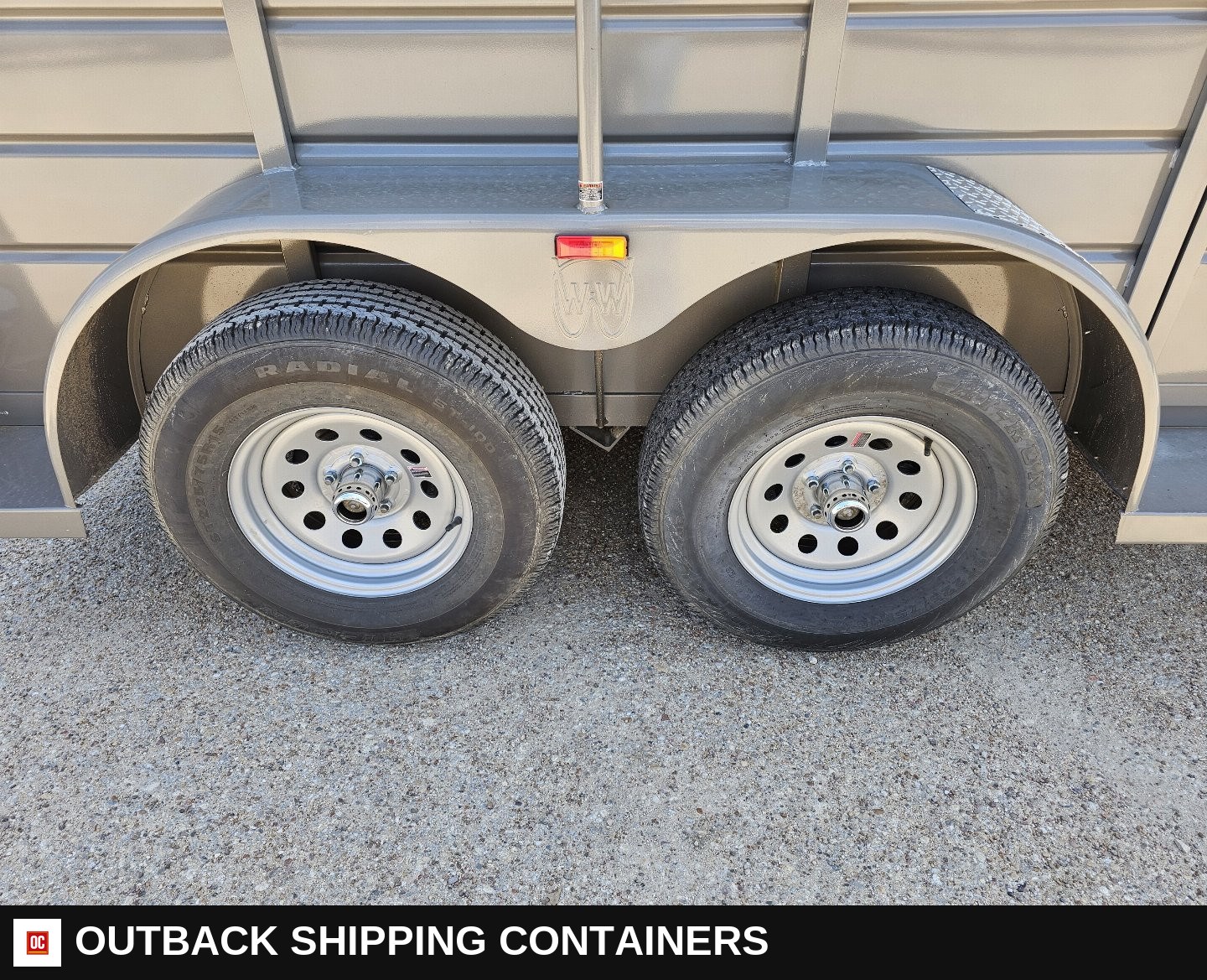 2025 WW AA 5X12 Stock / Stock Combo Trailer — Gate Latch And Hardware Detail | Outback Shipping Containers 2025 WW AA 5X12 Stock / Stock Combo Trailer for sale — gate latch and hardware detail