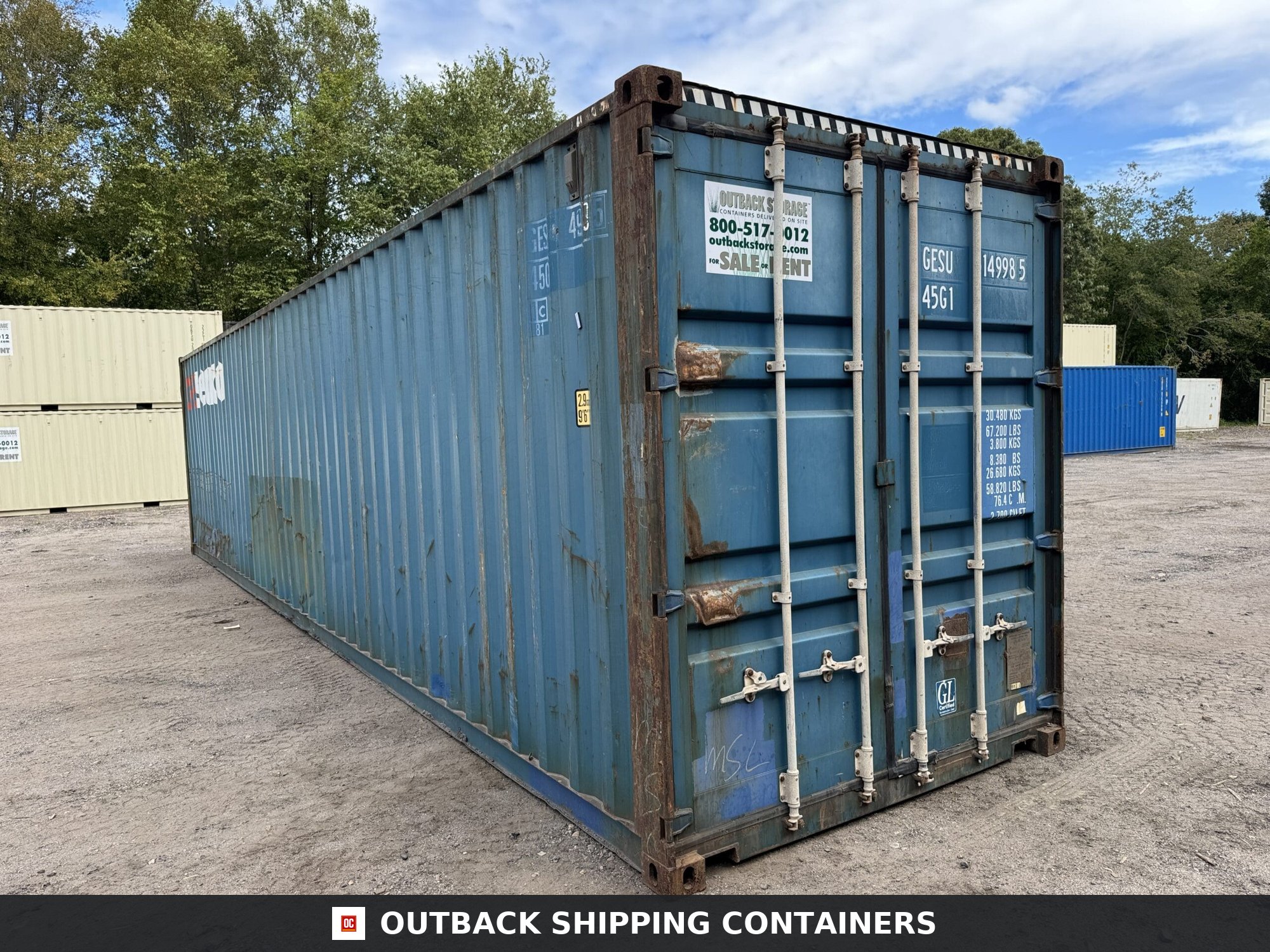 40ft Used High Cube Shipping Container – Wind & Watertight – Blue — 40ft — used (image 1 of 12)