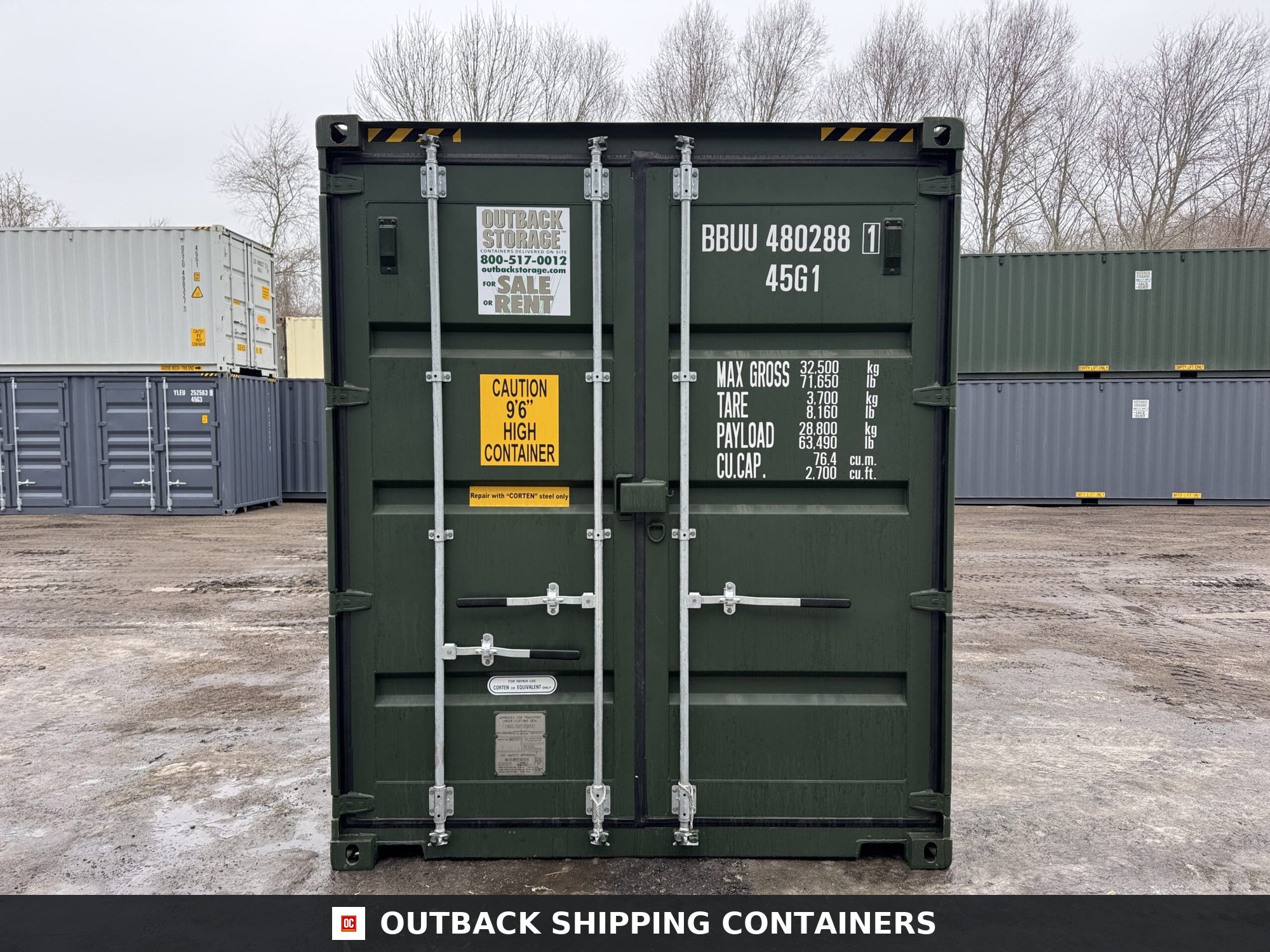 40ft New High Cube Shipping Container – Wind & Watertight – Green — 40ft — new (image 3 of 12)