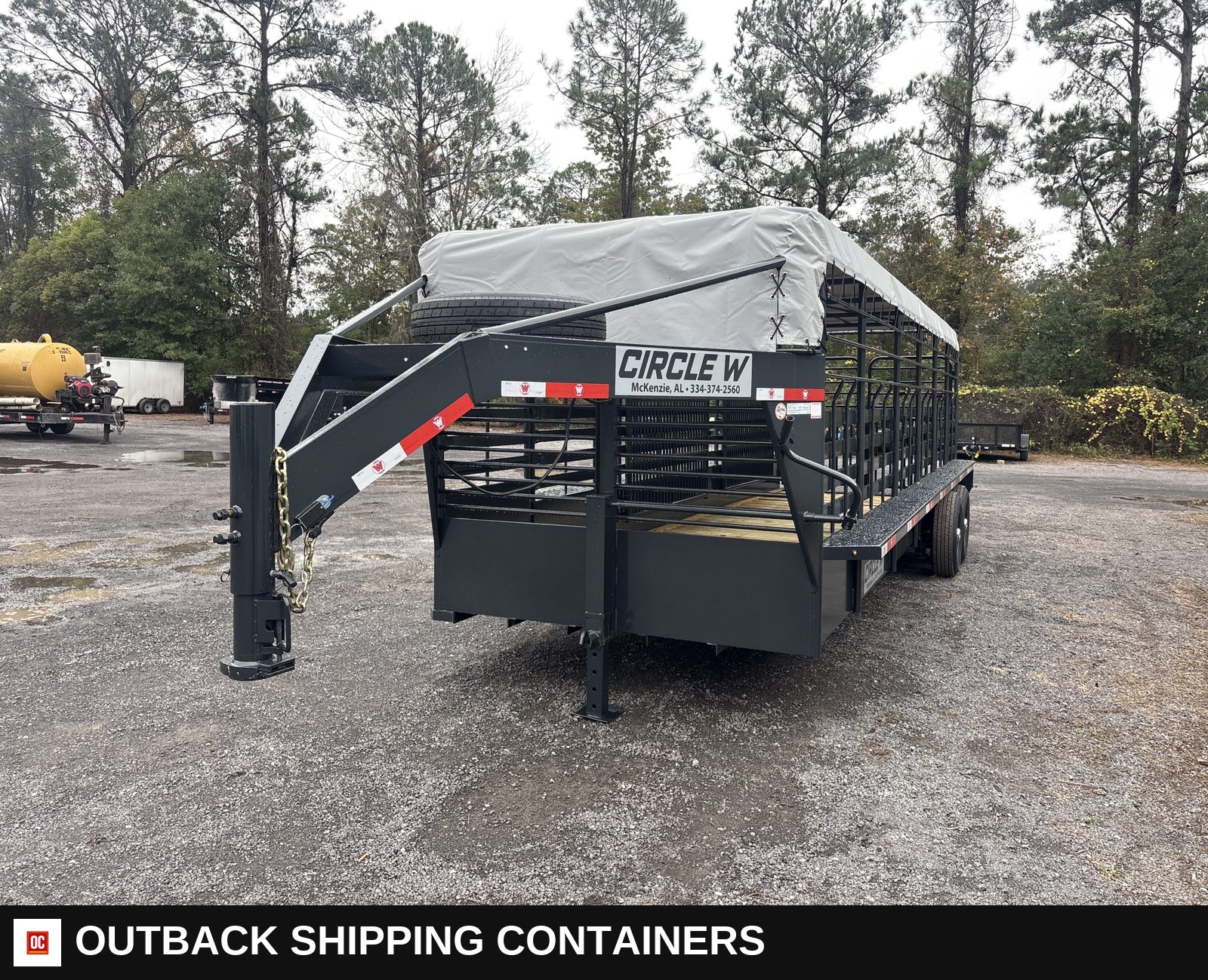 New 2026 Circle W 6.5 x 24 Gooseneck Livestock Trailer 14k GVWR — Driver-Side Profile | Outback Shipping Containers New 2026 Circle W 6.5 x 24 Gooseneck Livestock Trailer 14k GVWR for sale — driver-side profile