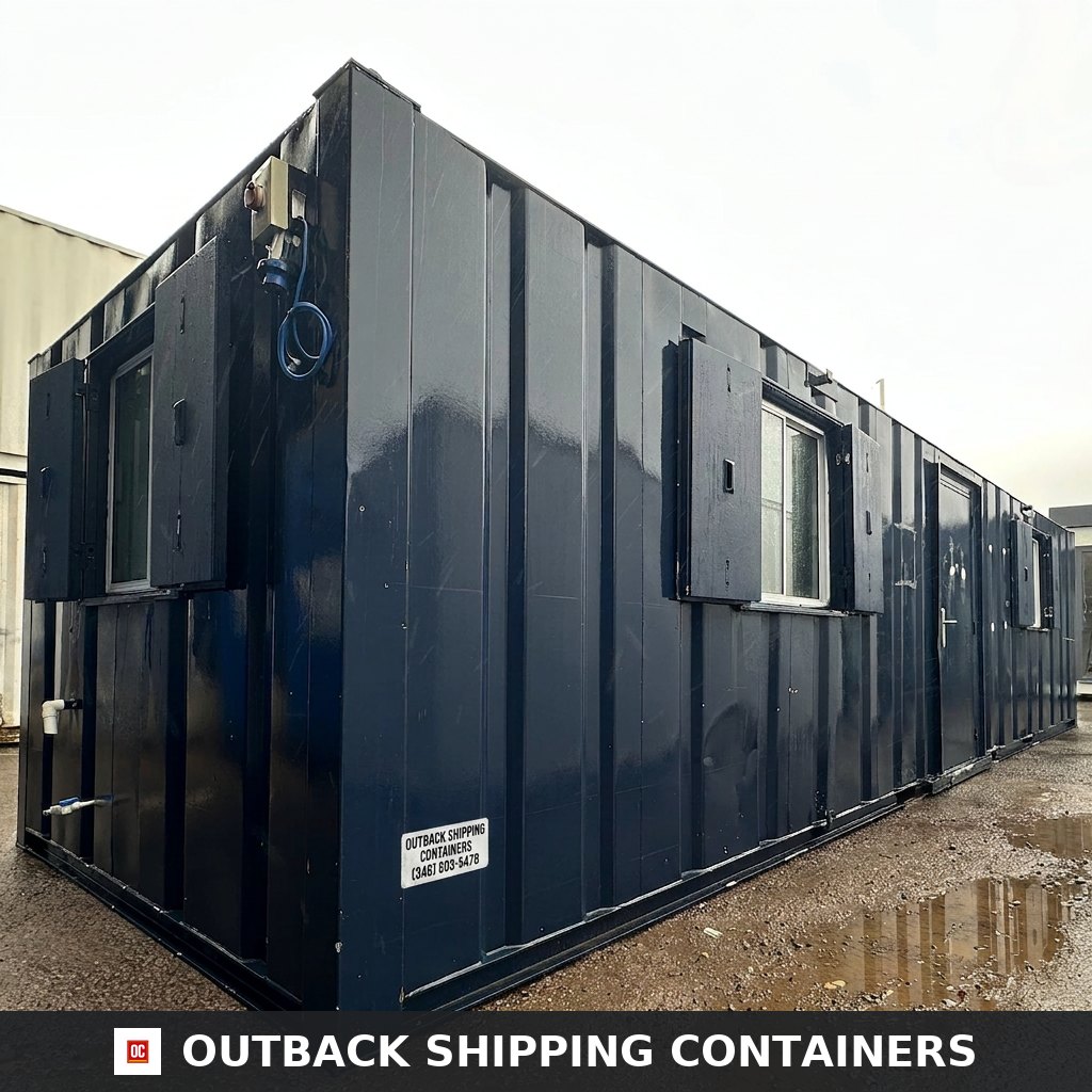 32x10ft for Sale — Side Profile View | Outback Shipping Containers 32x10ft — Canteen / Office — 2 Rooms — Building Site Accommodation — Portable Anti-Vandal - image 1