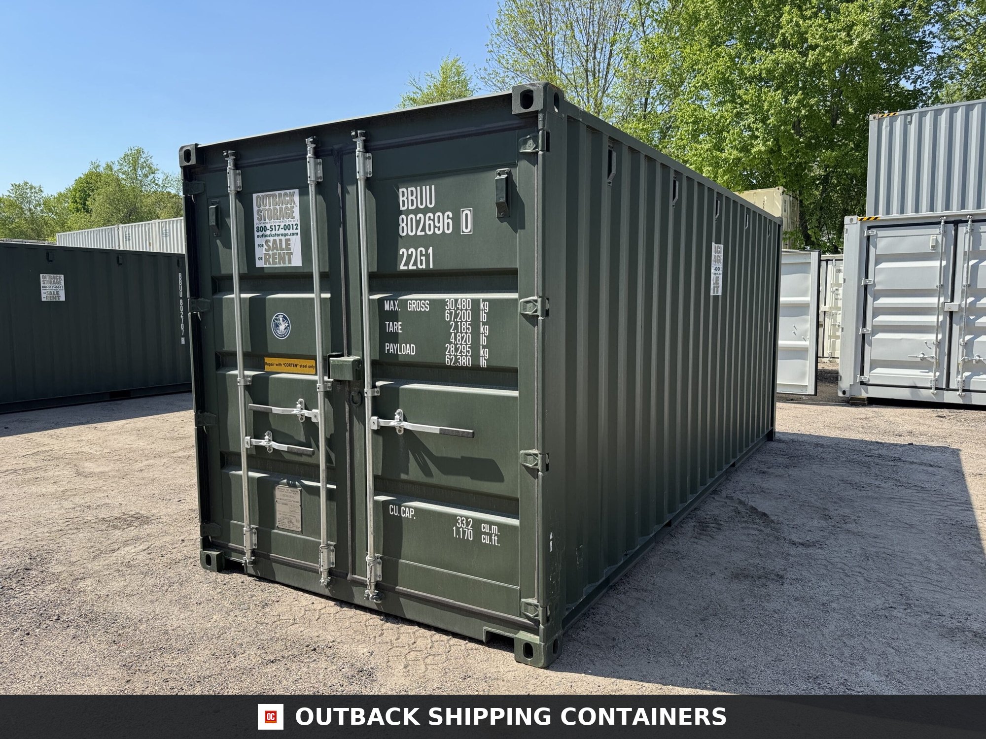 20ft New Shipping Container – Wind & Watertight – Green — 20ft — new (image 8 of 12)