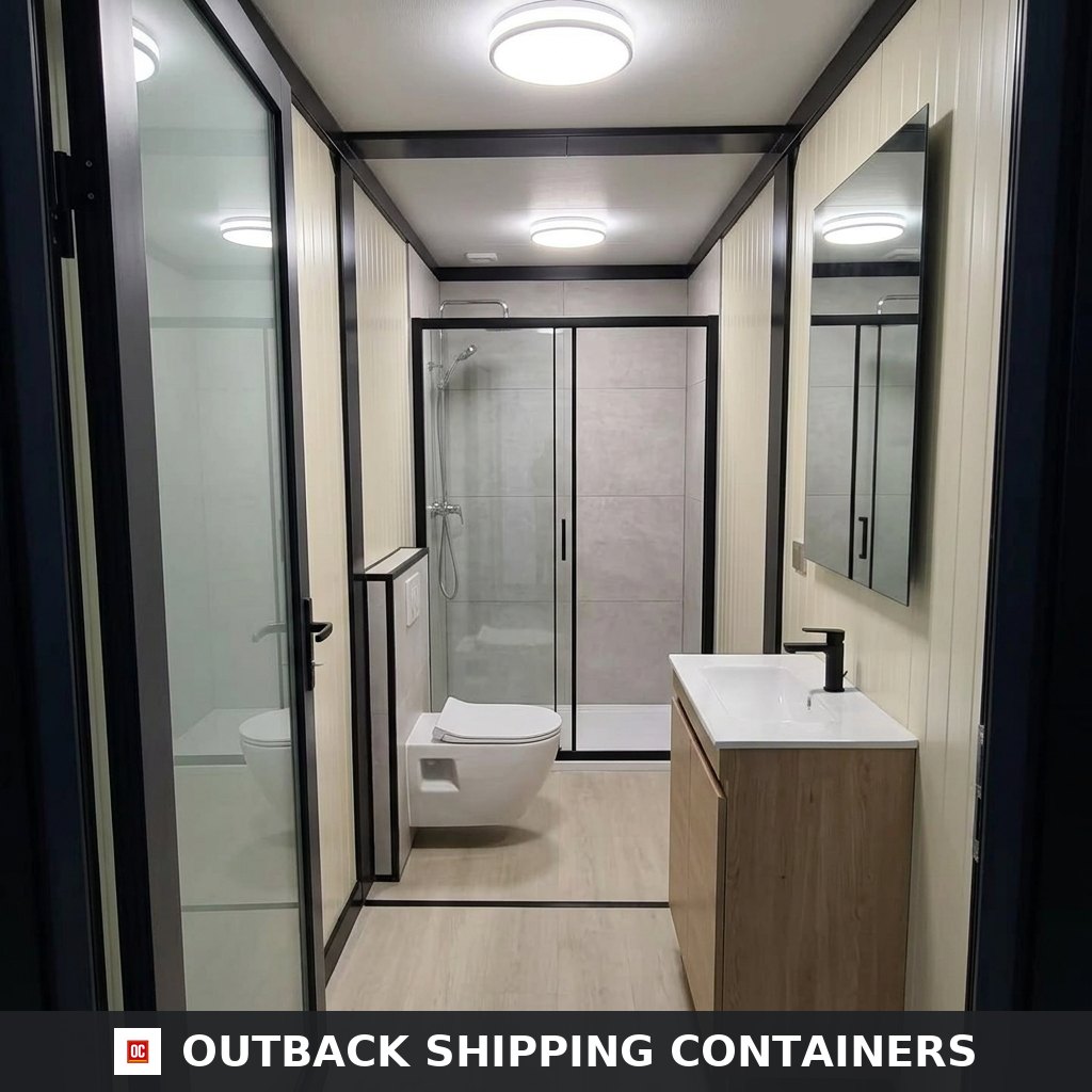 Ground floor bathroom showing the full-height sliding shower enclosure and timber vanity