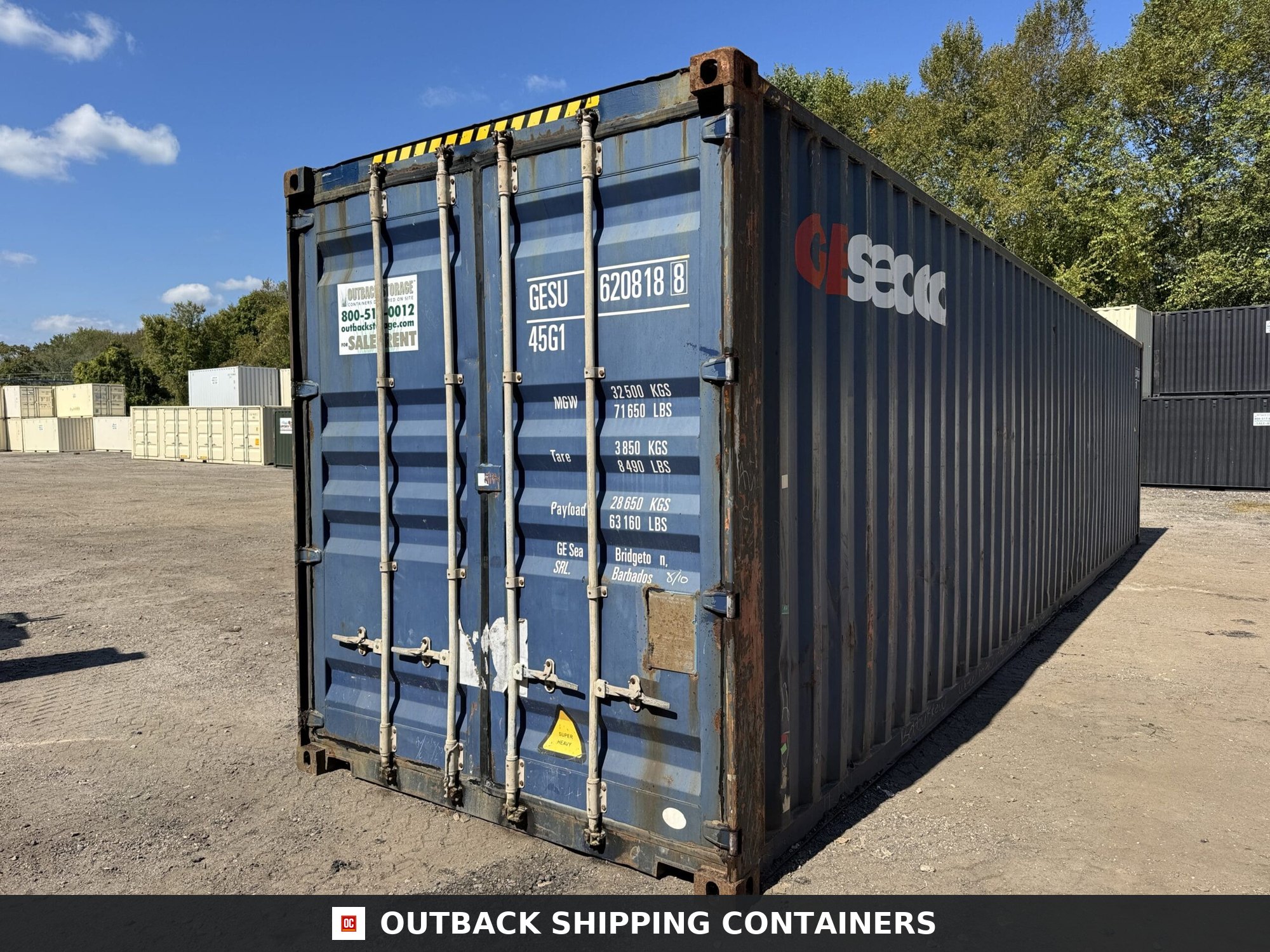 40ft Used High Cube Shipping Container – Wind & Watertight – Blue — 40ft — used (image 1 of 12)