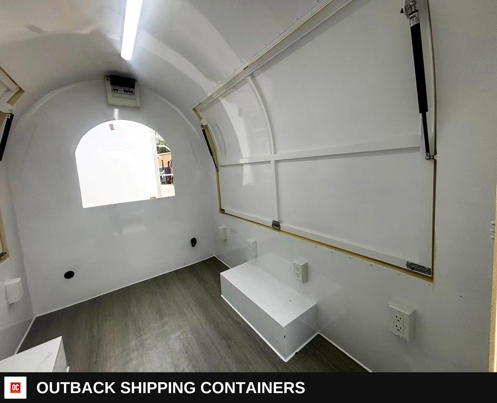 Mobile Catering Food Trailer Single Axle Dual Hatch Coffee Street Food — Interior Kitchen Layout | Outback Shipping Containers Mobile Catering Food Trailer Single Axle Dual Hatch Coffee Street Food for sale — interior kitchen layout