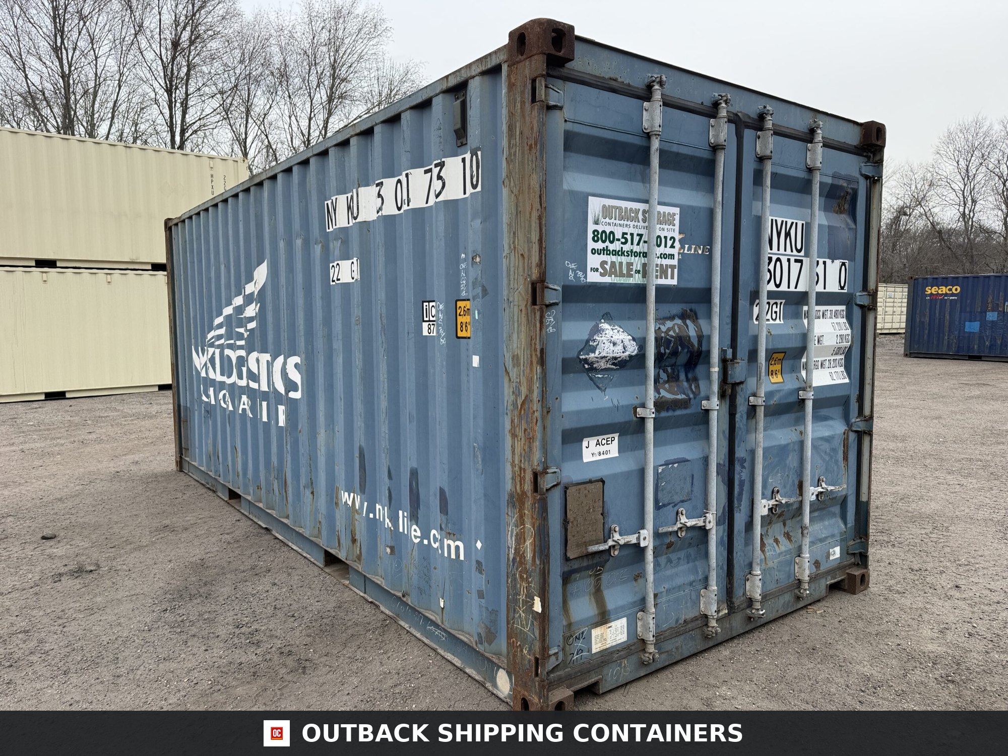 20ft Used Shipping Container – Wind & Watertight – Blue — 20ft — used (image 1 of 12)