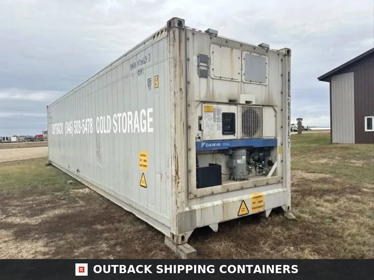 Daikin 40ft Refrigerated Shipping Container (Reefer) for Sale — Side Profile View Daikin 40ft Refrigerated Shipping Container (Reefer) — 40ft refrigerated container (image 1 of 6)