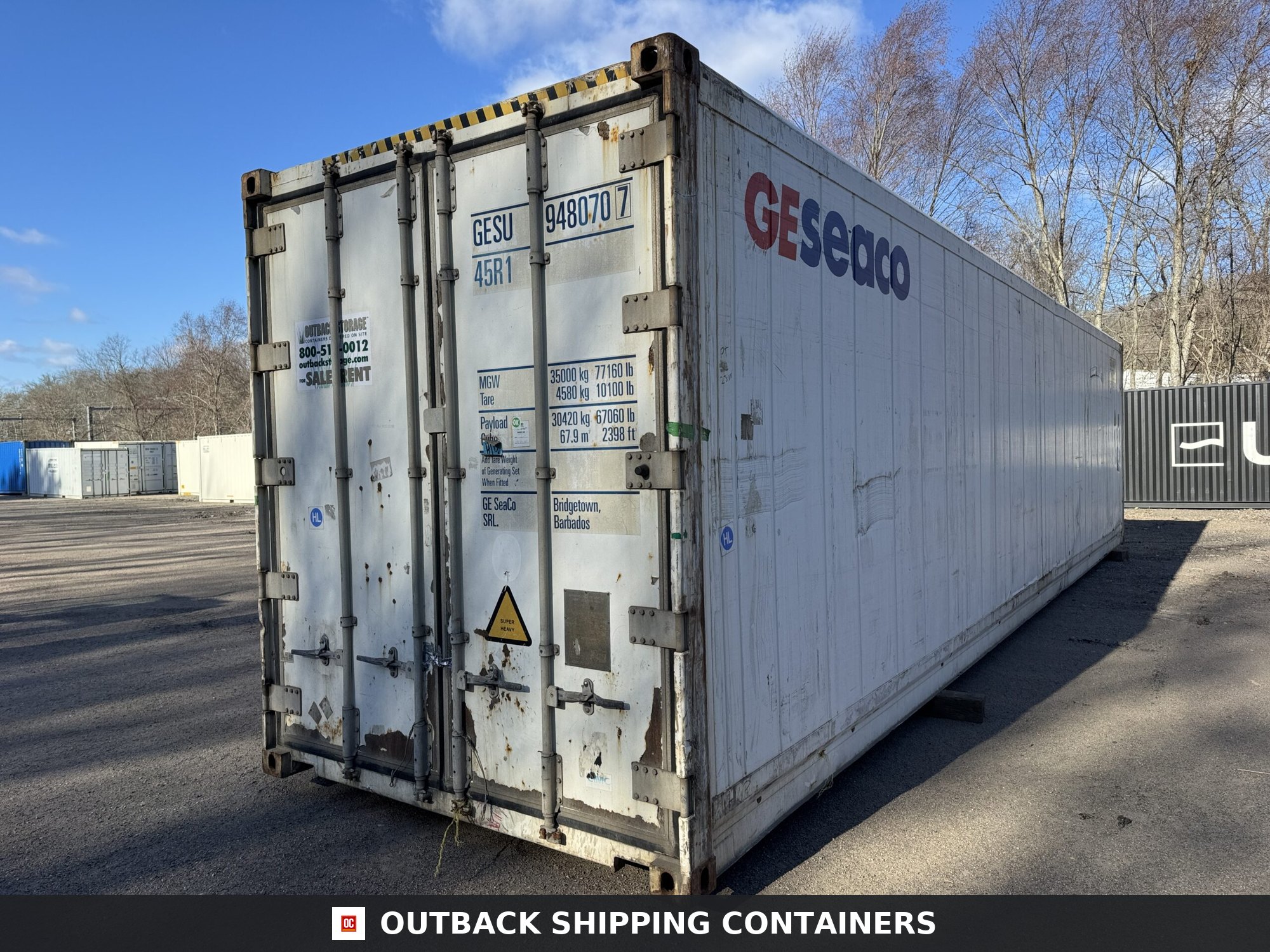 40ft As-Is High Cube Shipping Container — Interior Detail | Outback Shipping Containers 40ft As-Is High Cube Shipping Container – Wind & Watertight – White — 40ft — as_is (image 6 of 12)