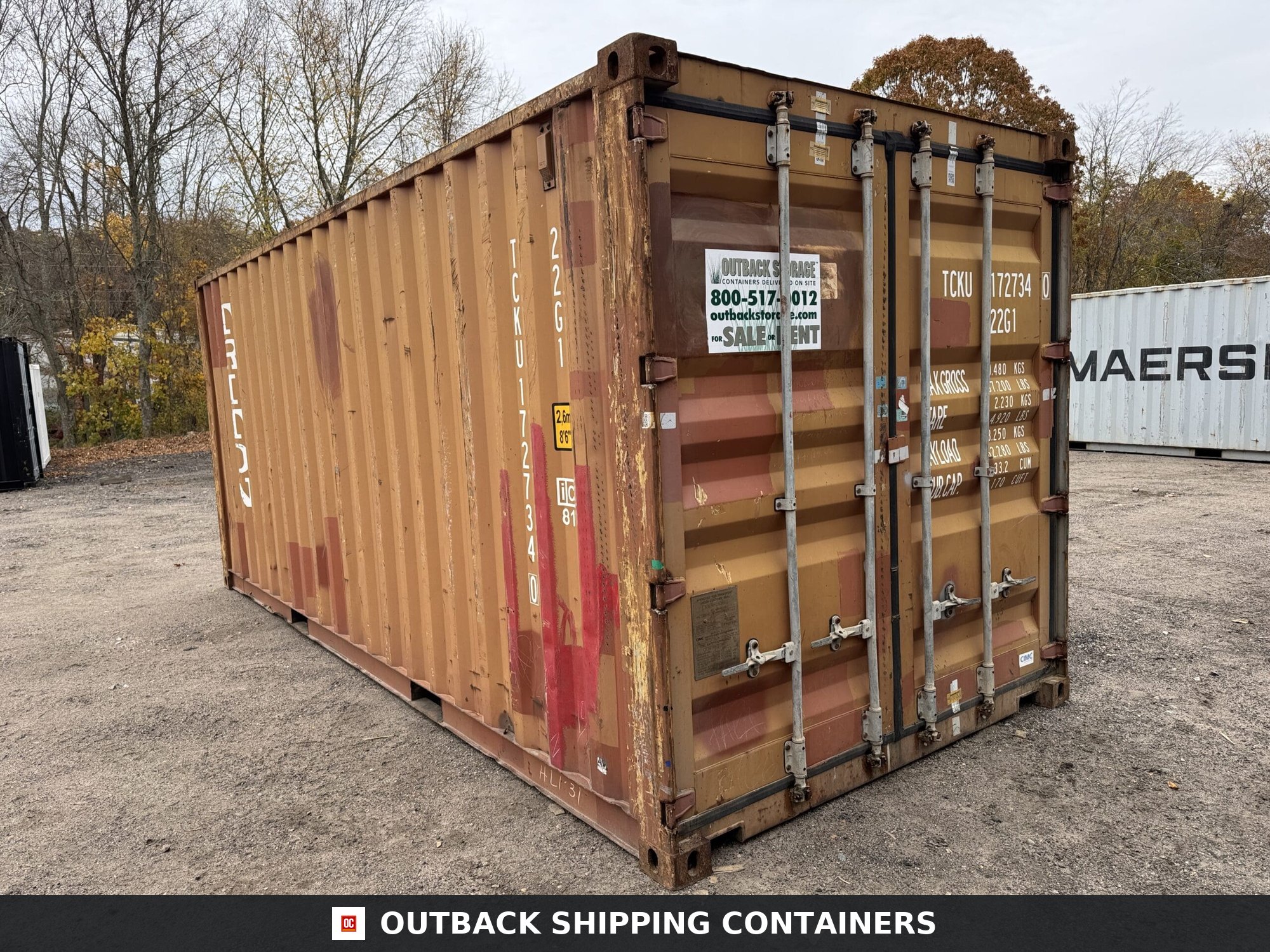 20ft Used Shipping Container – Wind & Watertight – Burnt Orange — 20ft — used (image 1 of 12)
