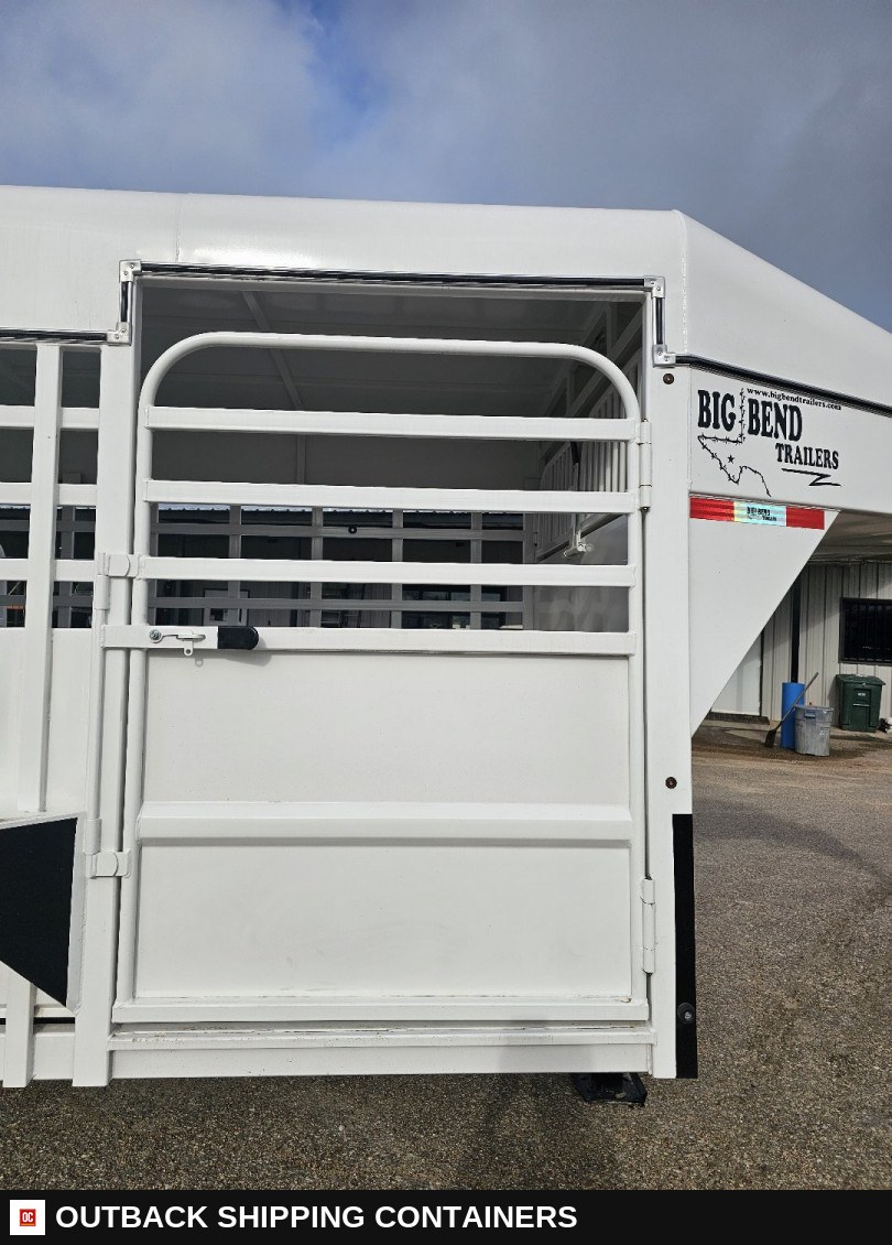 2025 Big Bend 6’8"X32' Stock / Stock Combo Trailer — Three-Quarter Front Angle | Outback Shipping Containers 2025 Big Bend 6’8"X32' Stock / Stock Combo Trailer for sale — three-quarter front angle