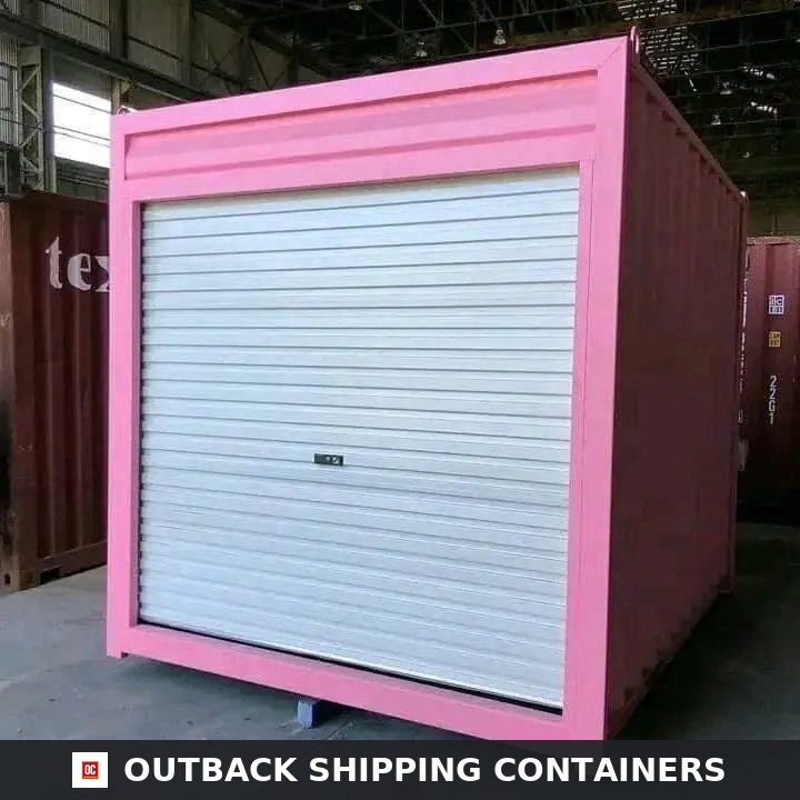 10 ft Pink Container with Roll‑Up Door 10ft — Side Profile View | Outback Shipping Containers 10 ft Pink Container with Roll‑Up Door — Outback Shipping Containers storage container