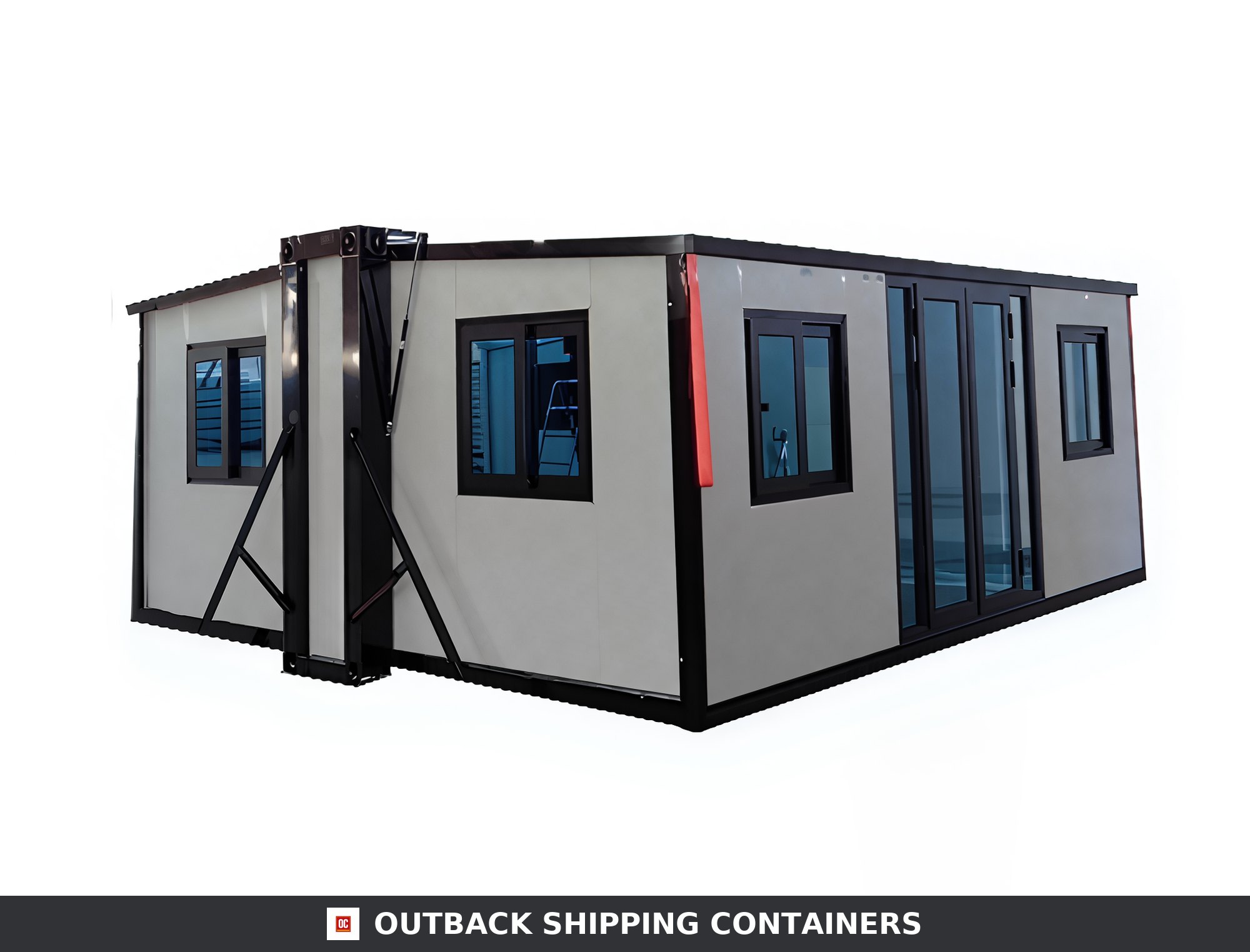20FT Expandable Container Office for Sale — Rear Exterior View | Outback Shipping Containers 20ft expandable container office 385 sq ft — rear exterior view