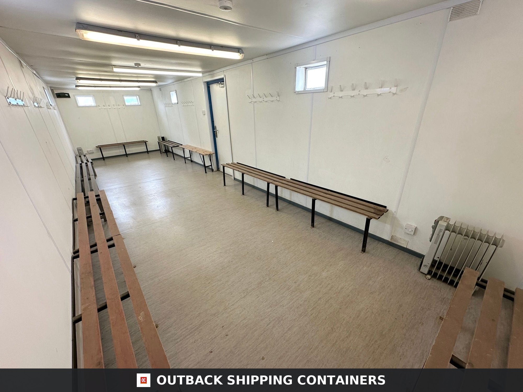 32x10ft for Sale — Three-Quarter Angle View | Outback Shipping Containers 32x10ft — Drying Room / Changing Room — Building Site Accommodation — Portable Anti-Vandal - image 2