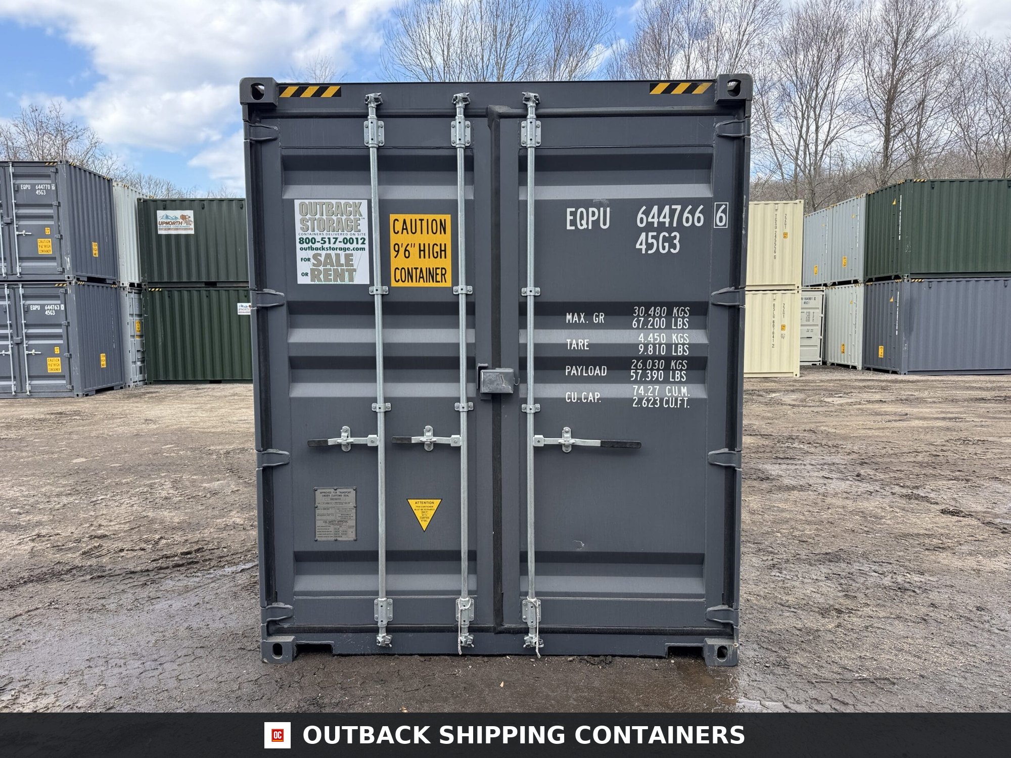 40ft New High Cube Shipping Container — Three-Quarter Angle View | Outback Shipping Containe 2 40ft New High Cube Shipping Container – Wind & Watertight – Dk Gray — 40ft — new (image 3 of 12)