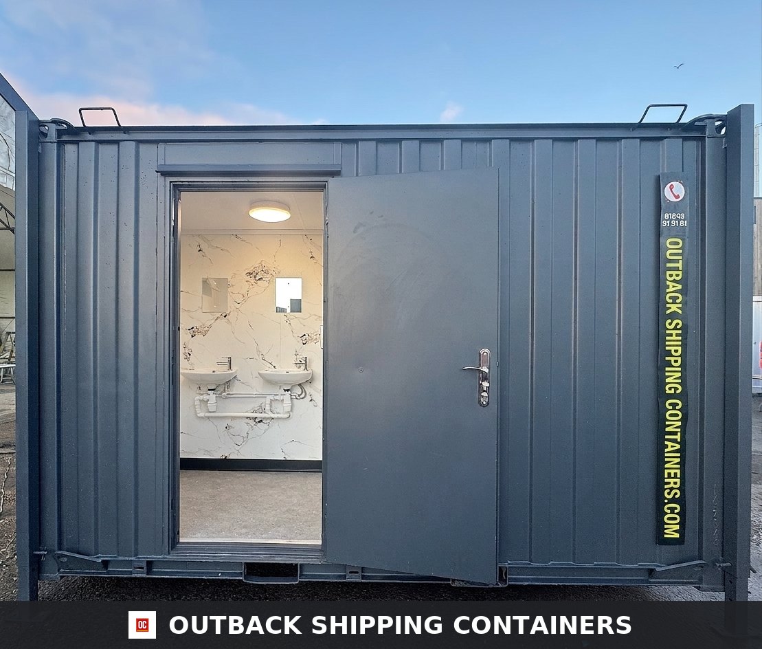 12 x 9 ft Anti-Vandal for Sale — Rear Exterior View | Outback Shipping Containers 12 x 9 ft Anti-Vandal — 2 + 1 Toilet Block — Premium Portable Welfare — No 1506 — product gallery image 3 of 19