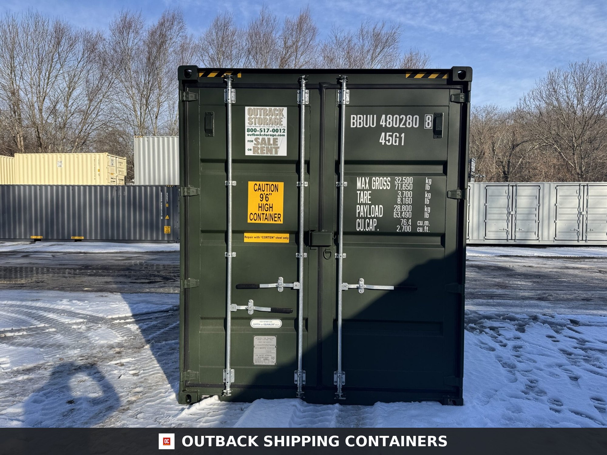 40ft New High Cube Shipping Container – Wind & Watertight – Green — 40ft — new (image 3 of 12)