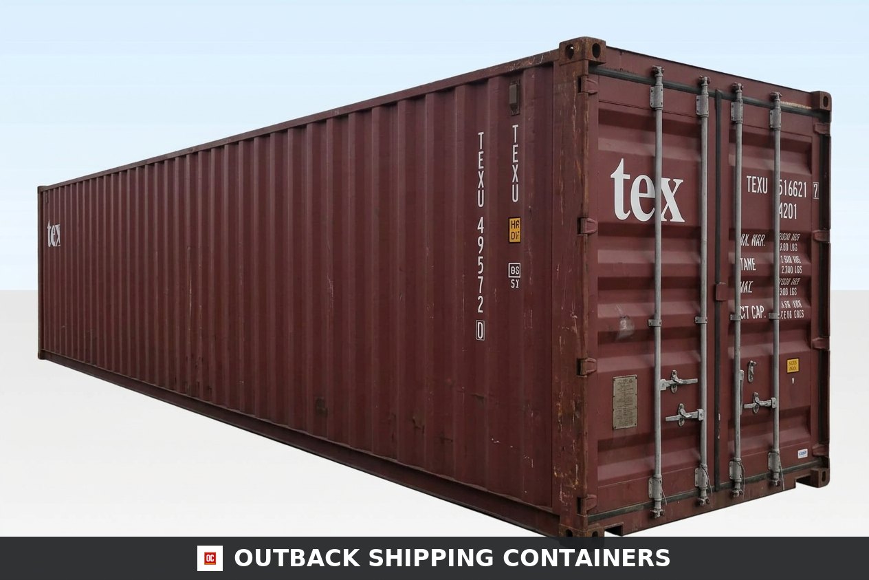 40Ft X 8Ft Used Cargo-Worthy Dry Van — Three-Quarter Angle View | Outback Shipping Containers 40Ft X 8Ft Used Cargo-Worthy Dry Van — 40ft — refurbished — storage containers (image 3 of 4)