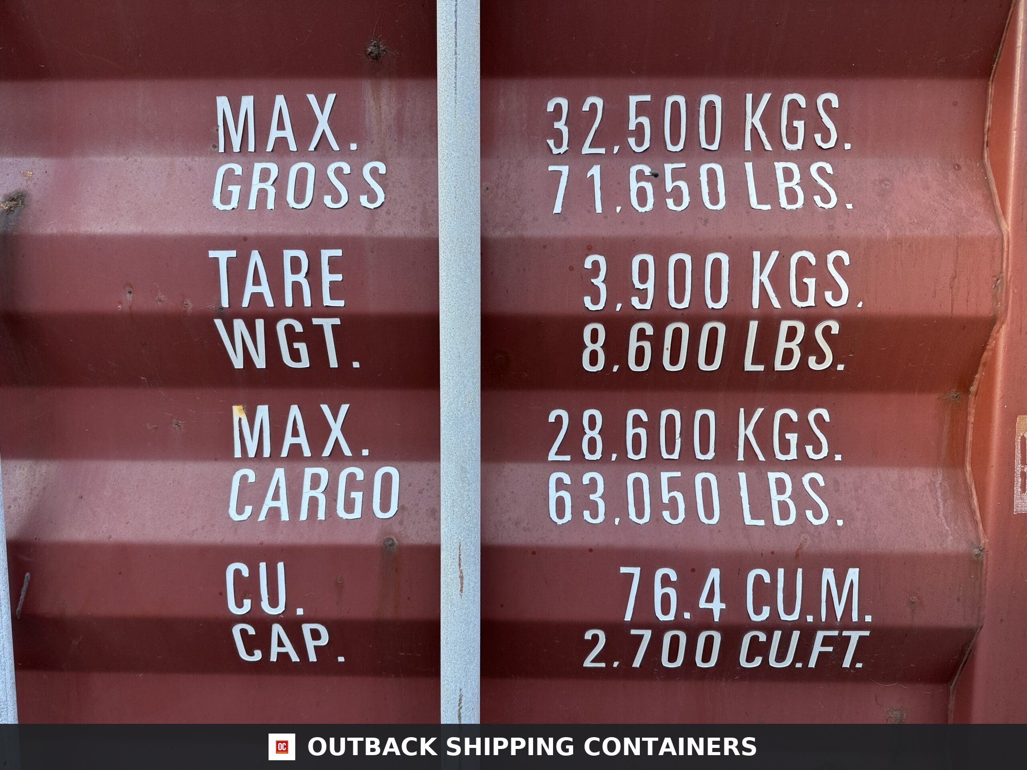 40ft Used High Cube Shipping Container — Rear Exterior View | Outback Shipping Containers 2 7 40ft Used High Cube Shipping Container – Wind & Watertight – Red — 40ft — used (image 4 of 12)