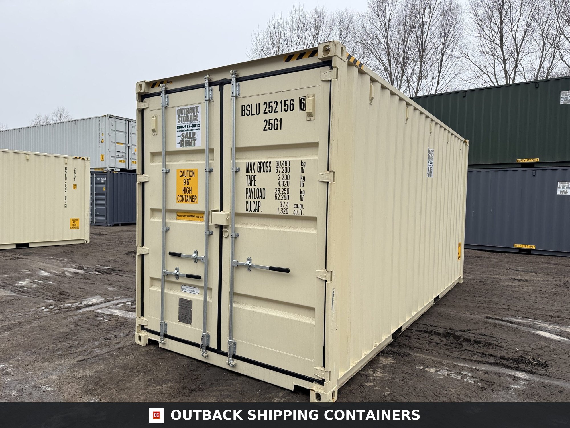 20ft New High Cube Shipping Container – Wind & Watertight – Beige — 20ft — new (image 1 of 12)