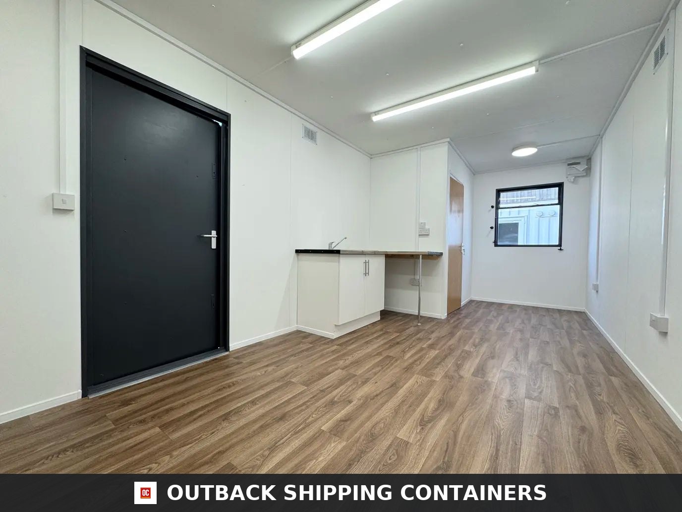 32 x 10 ft Custom Cabin for Sale — Side Profile View | Outback Shipping Containers 32 x 10 ft Custom Cabin — Canteen/Office with New WC/Wash Room, Kitchenette, Meeting Room — No 725 — primary exterior image 1 of 4