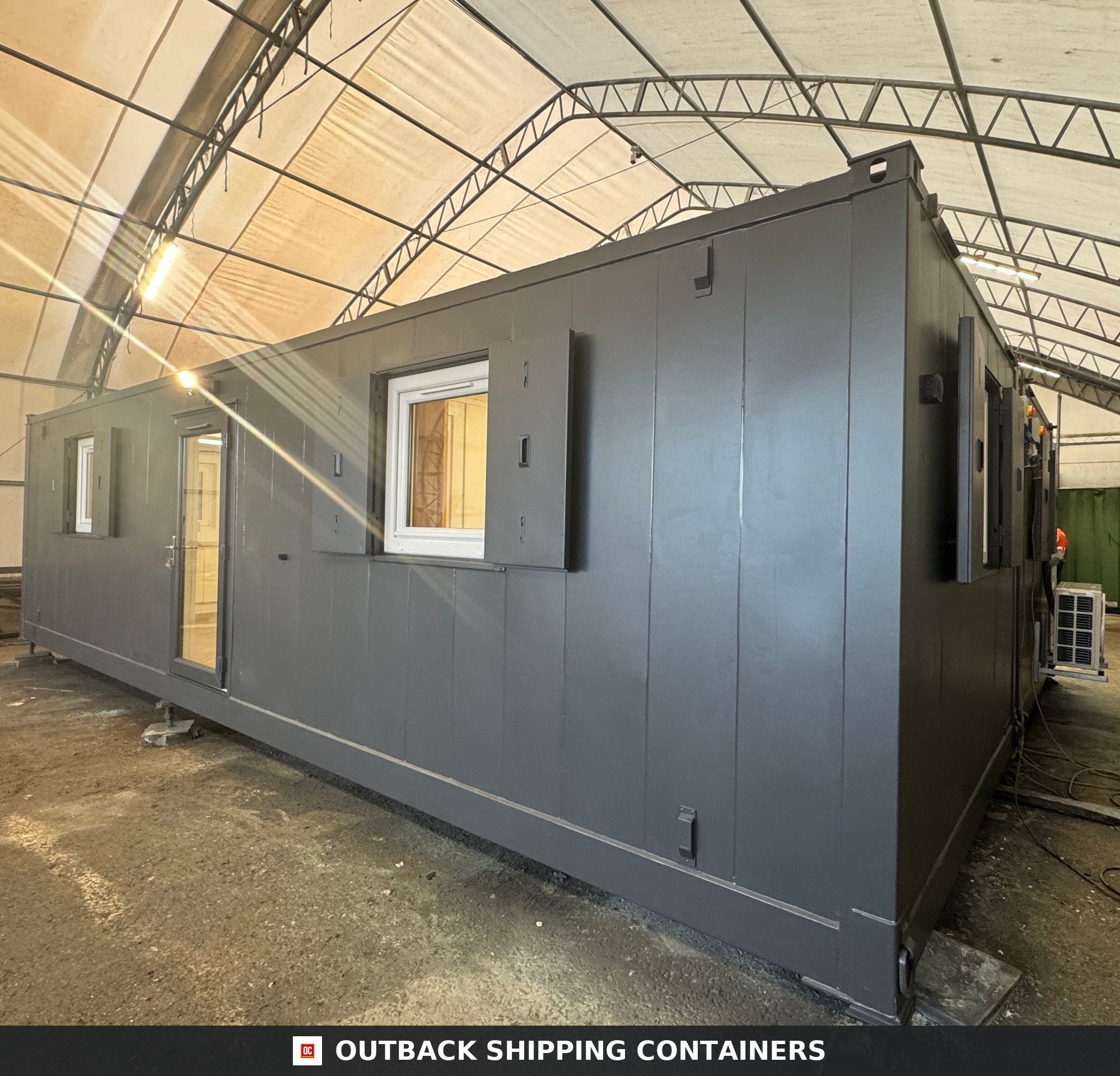 Modular Building 2 Bay 32X20FT — Window and Shutter Detail | Outback Shipping Containers Modular Building 2 Bay — 32x20ft — image 8 of 15