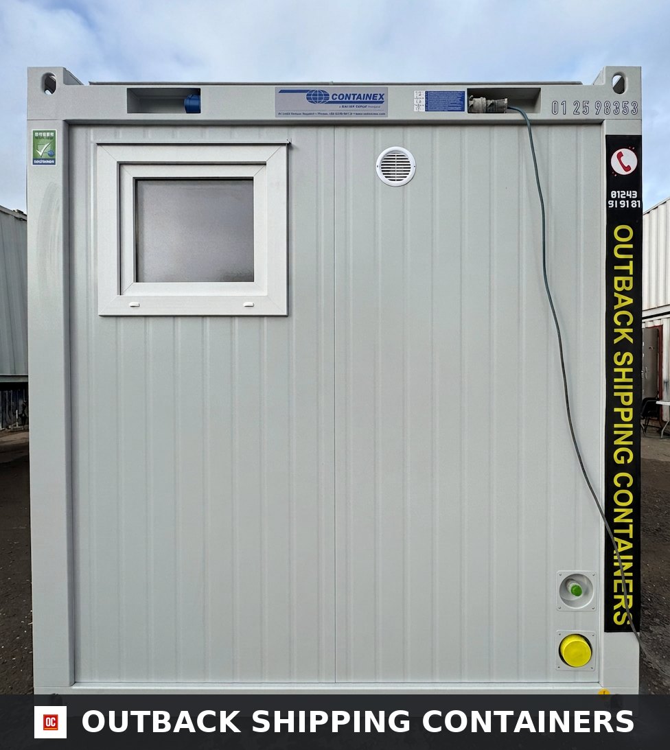 Toilet Block for Sale — Interior View | Outback Shipping Containers Toilet Block — 5 WC / 5 Basins / 4 Urinals — 20 x 8 ft NEW Portable — Grey — No 797 — product gallery image 5 of 19