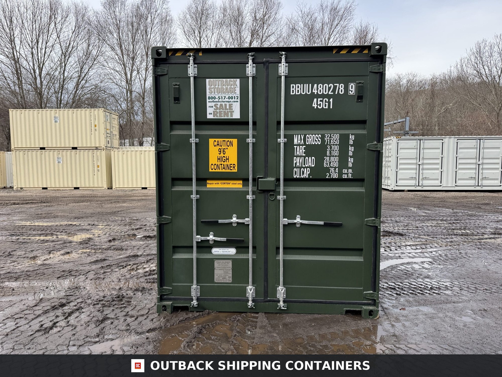 40ft New High Cube Shipping Container – Wind & Watertight – Green — 40ft — new (image 3 of 12)