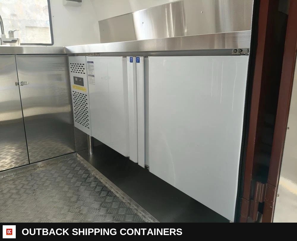 Food Trailer Hotdog Mobile Catering Food Truck New 2026 — Interior Kitchen Layout | Outback Shipping Containers Food Trailer Hotdog Mobile Catering Food Truck New 2026 for sale — interior kitchen layout