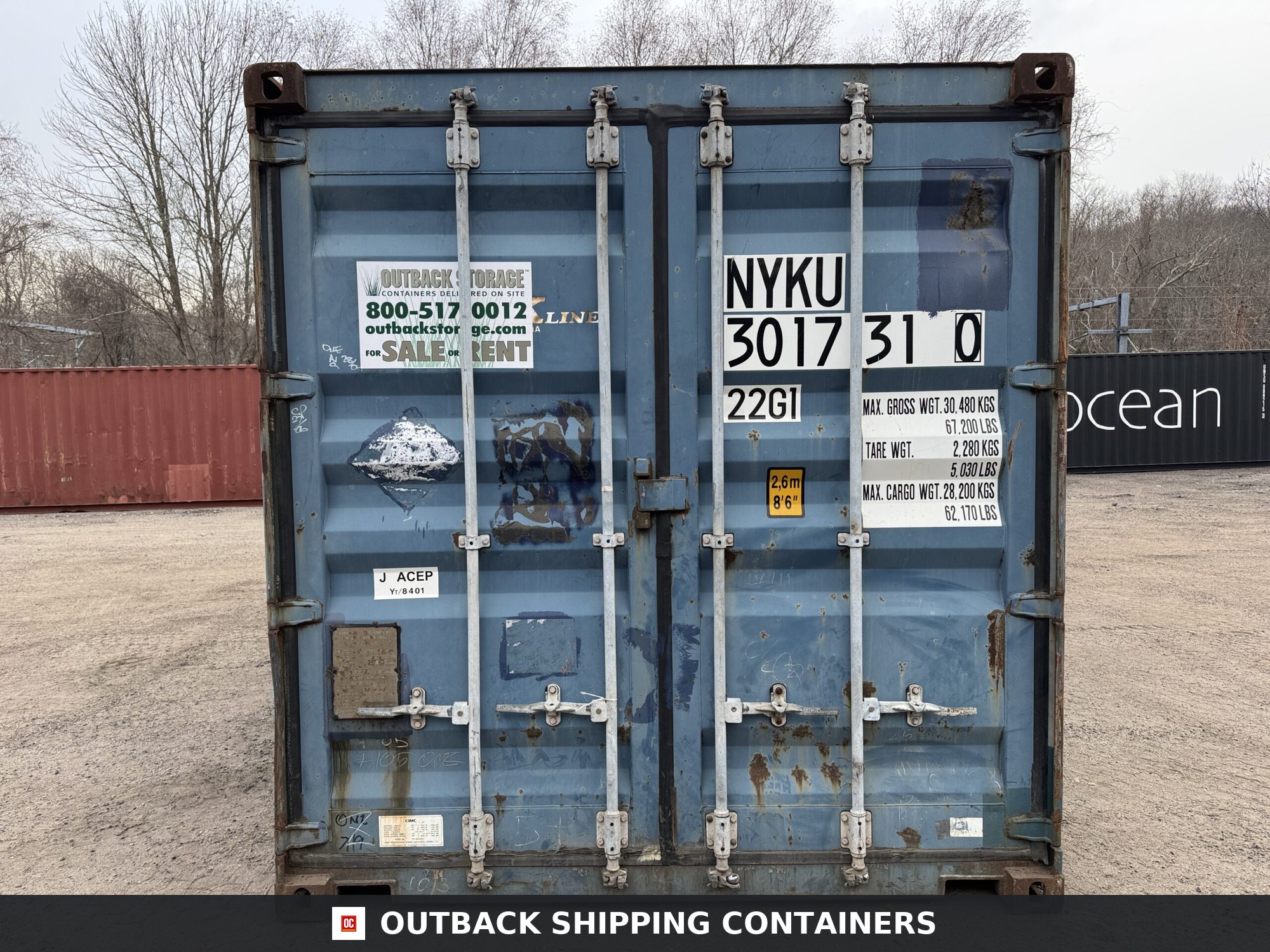20ft Used Shipping Container – Wind & Watertight – Blue — 20ft — used (image 3 of 12)