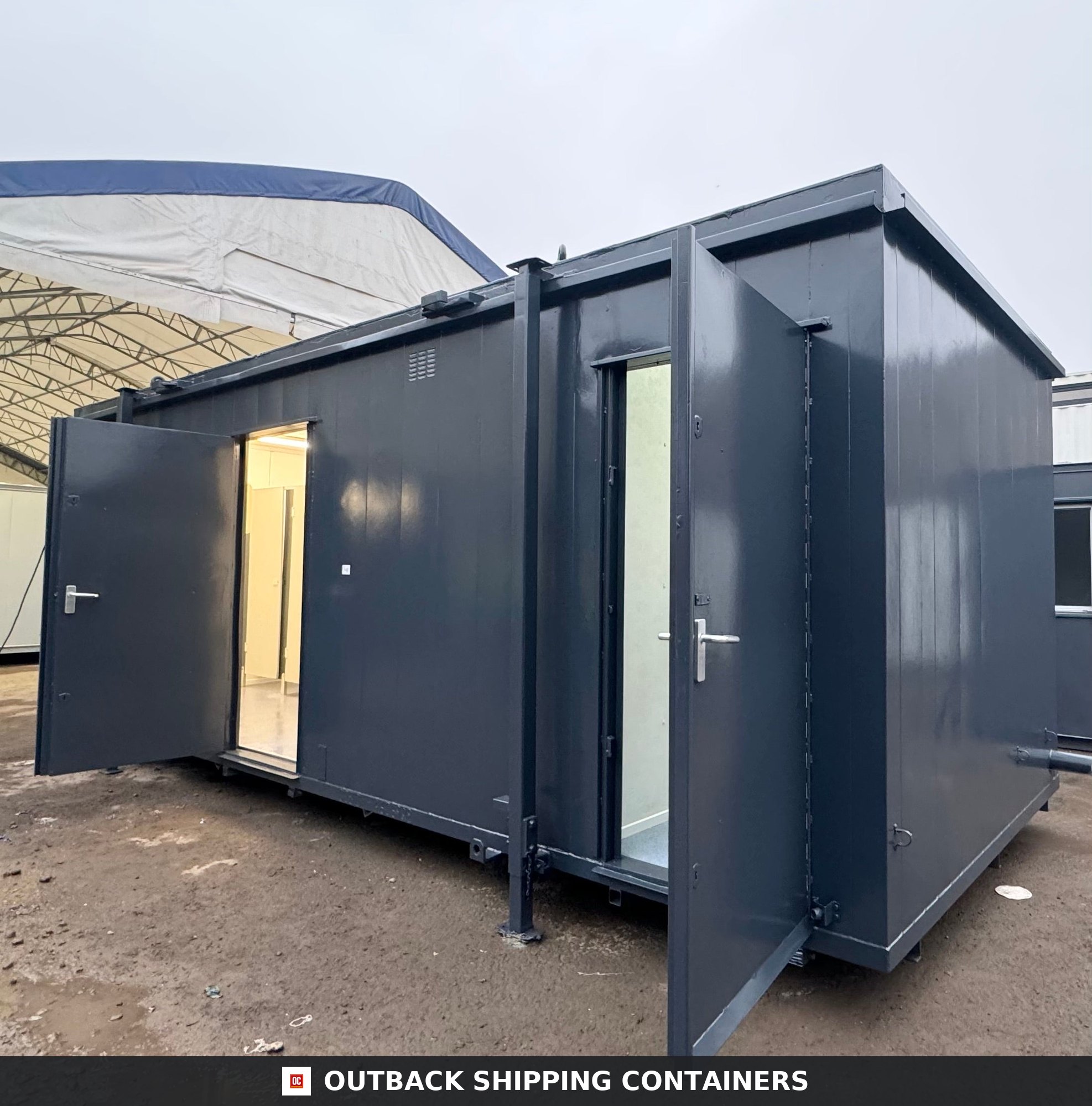 24 x 9 ft for Sale — Side Profile View | Outback Shipping Containers 24 x 9 ft — 4 + 1 Toilet Block — Anti-Vandal Portable Site Accommodation — No 768 — primary exterior image 1 of 17