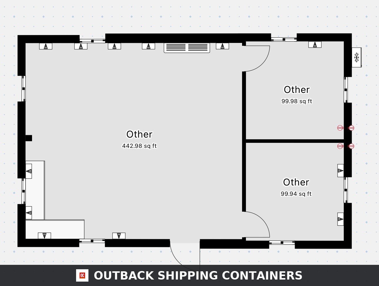 Modular Building 2 Bay 32X20FT for Sale — Interior View | Outback Shipping Containers Modular Building 2 Bay — 32x20ft — image 5 of 15
