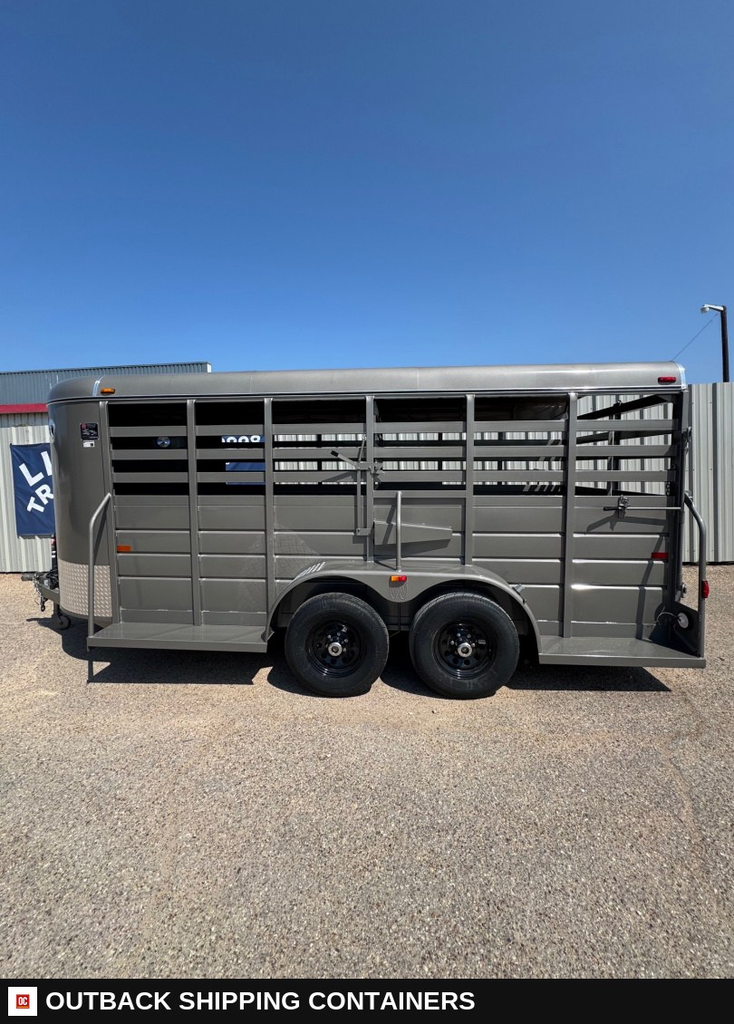 2025 WW AA 6X16 Stock / Stock Combo Trailer — Three-Quarter Front Angle | Outback Shipping Containers 2025 WW AA 6X16 Stock / Stock Combo Trailer for sale — three-quarter front angle