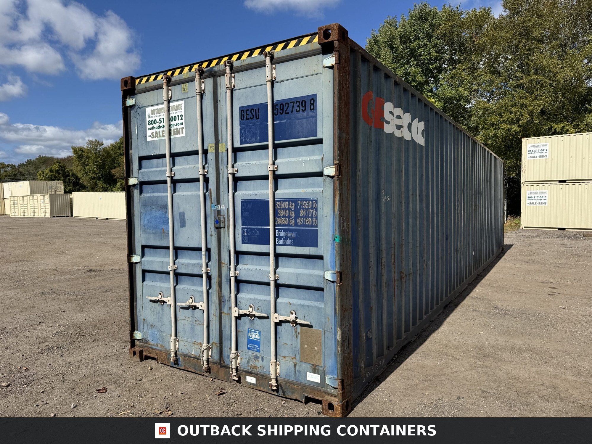 40ft Used High Cube Shipping Container for Sale — Interior Detail | Outback Shipping Contain 8 40ft Used High Cube Shipping Container – Wind & Watertight – Blue — 40ft — used (image 6 of 12)