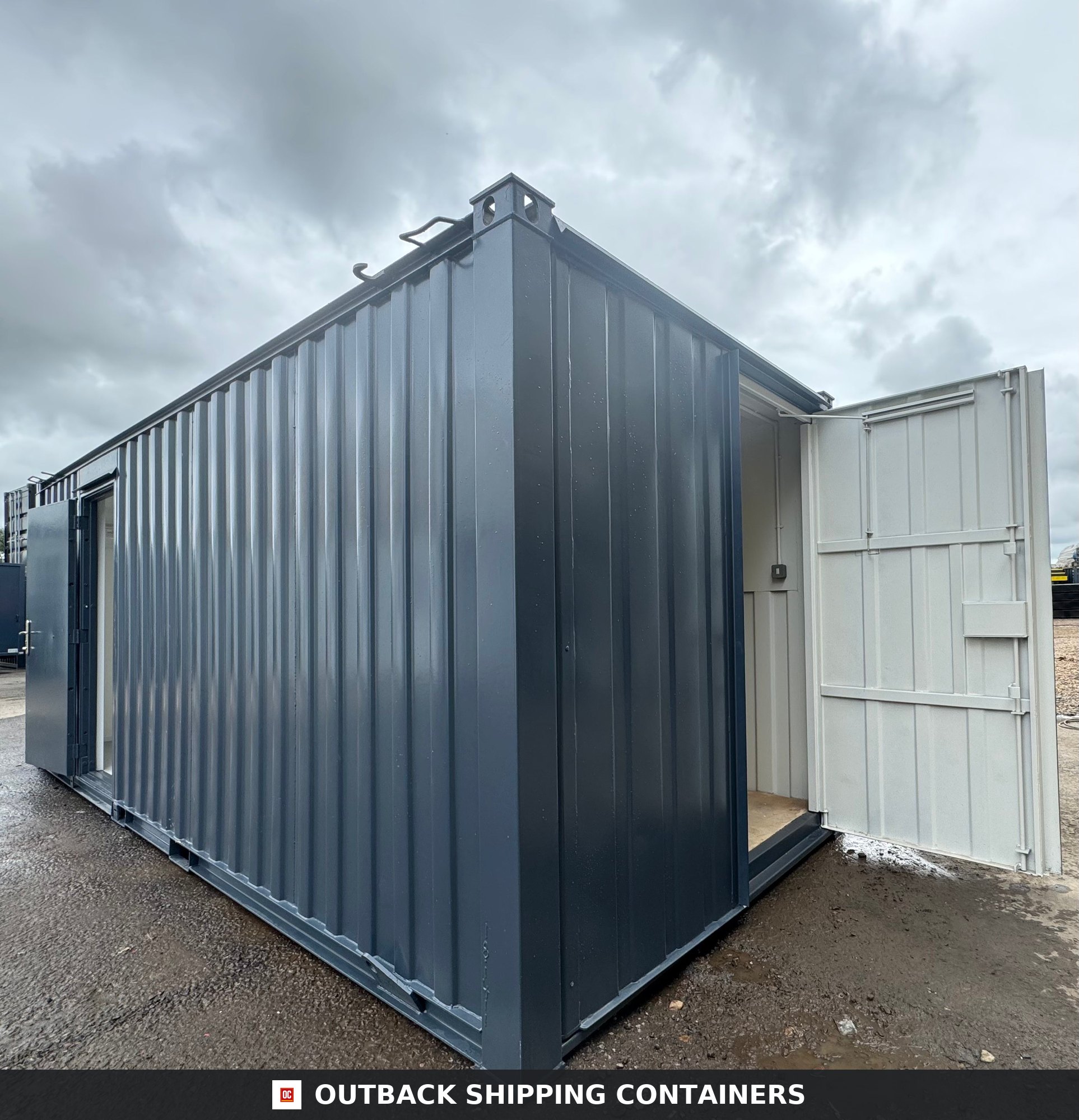 21x8 ft Office & Storage 50/50 Split Cabin — Anti-Vandal Portable Building — Refurbished steel storage container by Outback Shipping Containers