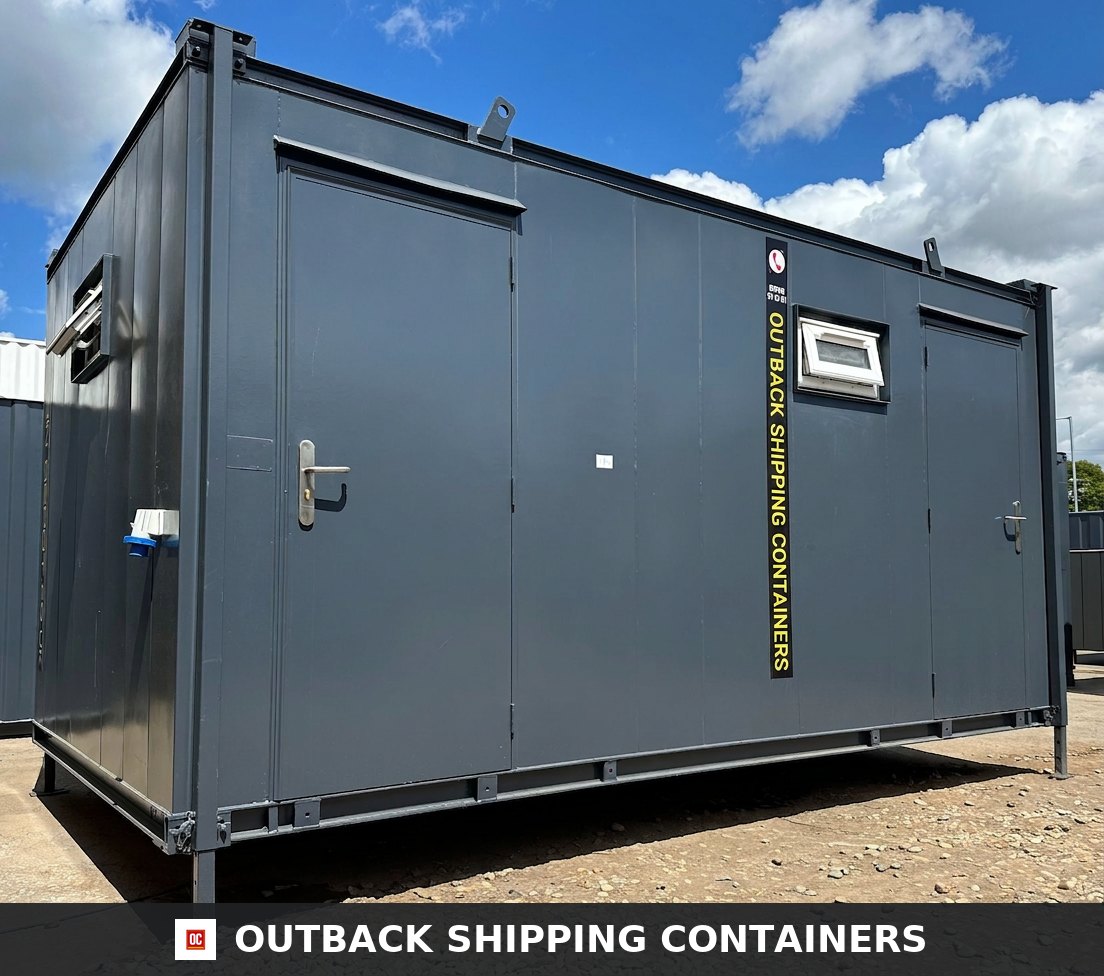 3+1 Toilet Block for Sale — Side Profile View | Outback Shipping Containers 2 3 4 3+1 Toilet Block — 16 x 9 ft Anti-Vandal — Portable Toilet Block — No 1114 — product gallery image 2 of 12