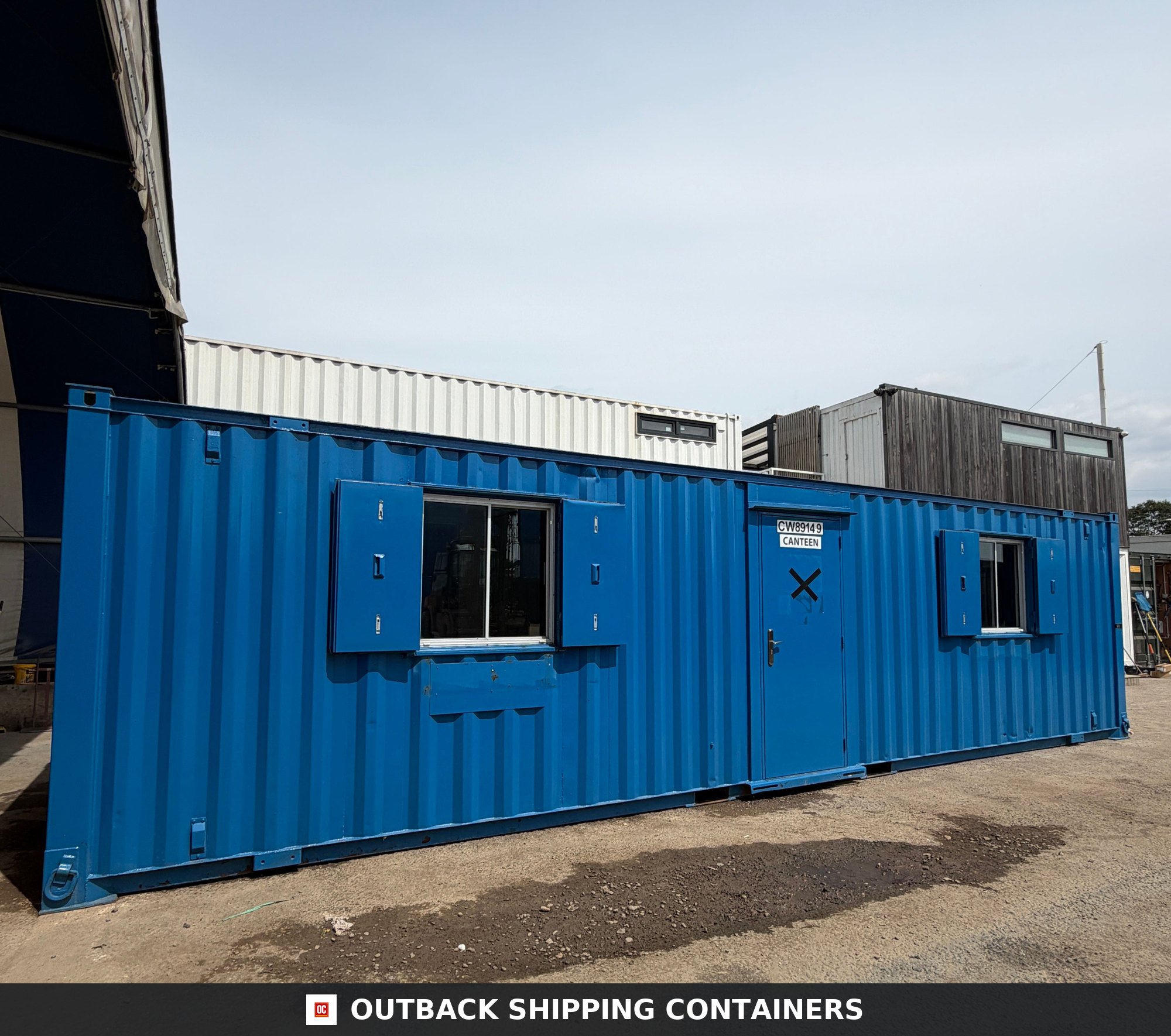 32x10ft for Sale — Rear Exterior View | Outback Shipping Containers 32x10ft — Canteen / Office — Building Site Accommodation — Portable Anti-Vandal - image 3