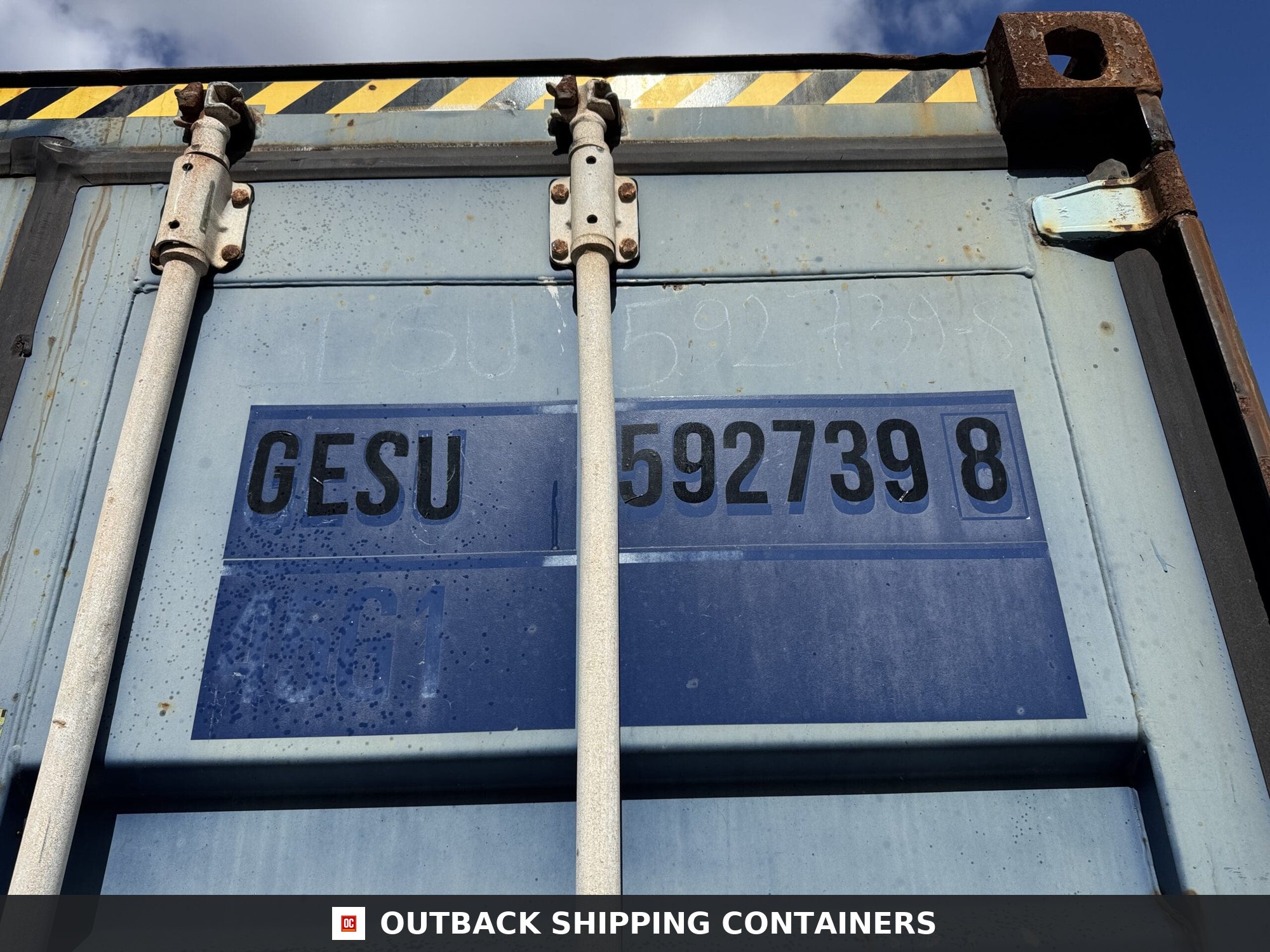40ft Used High Cube Shipping Container — Side Profile View | Outback Shipping Containers 2 3 8 40ft Used High Cube Shipping Container – Wind & Watertight – Blue — 40ft — used (image 2 of 12)