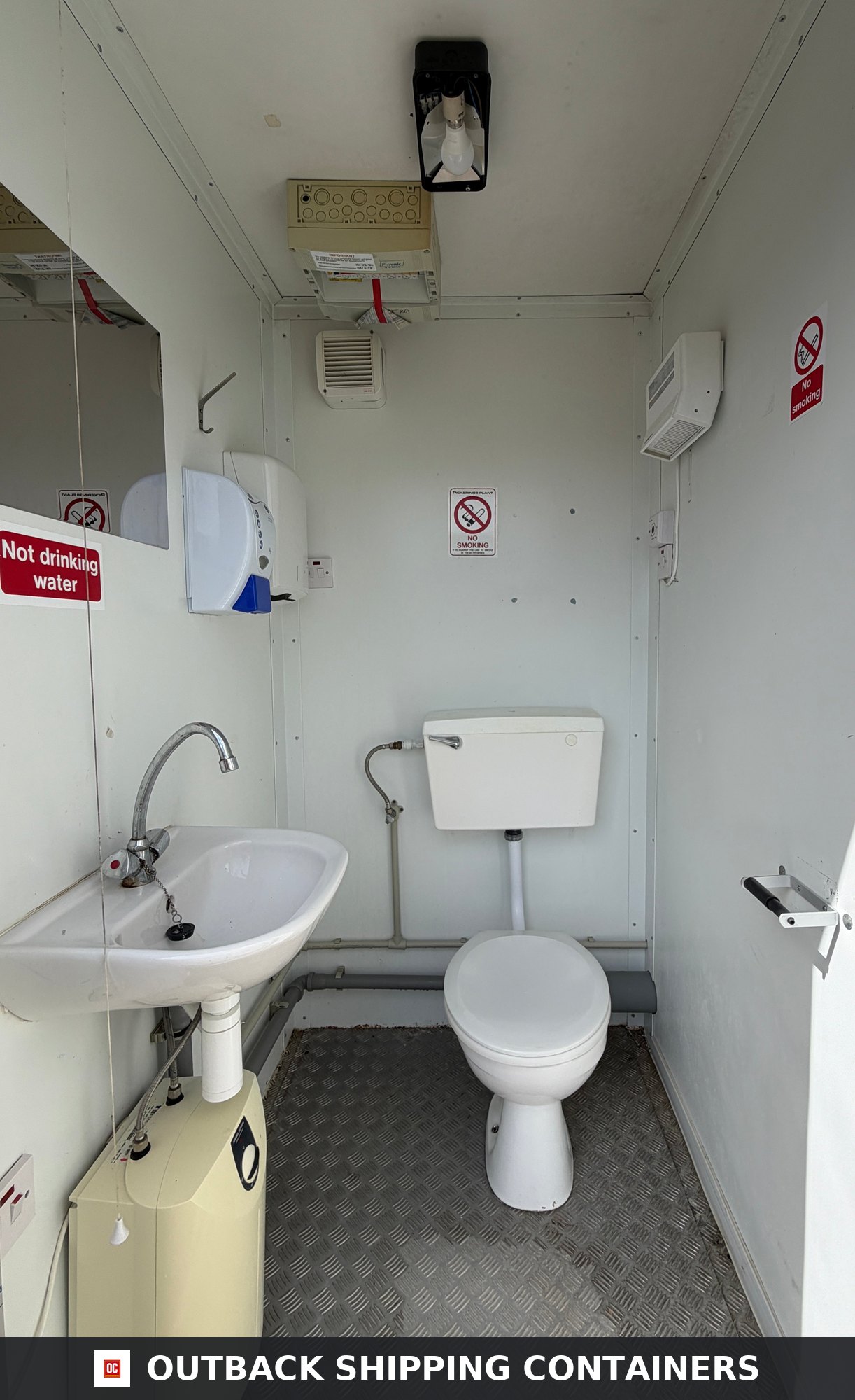 Double Toilet Block for Sale — Three-Quarter Angle View | Outback Shipping Containers 2 Double Toilet Block — Male & Female WC — 8x5 Ft — Portable Toilet Block — 1+1 Toilet Block - image 2