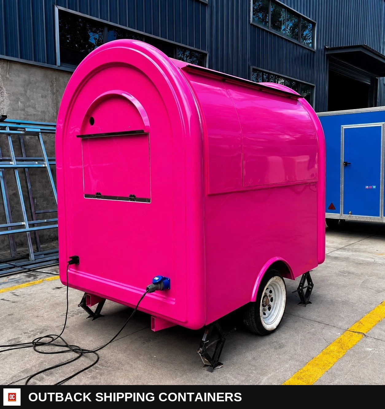 Pink Mobile Catering Food Trailer Single Axle Dual Serving Hatch Coffee — Equipment And Appliance Detail | Outback Shipping Containers Pink Mobile Catering Food Trailer Single Axle Dual Serving Hatch Coffee for sale — equipment and appliance detail