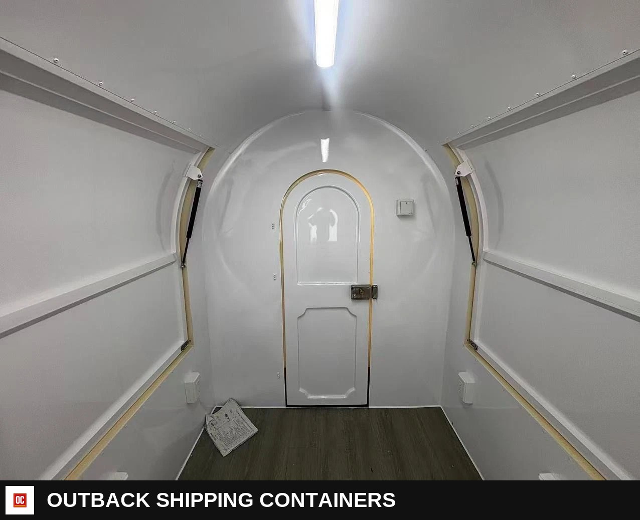 Mobile Catering Food Trailer Single Axle Dual Hatch Coffee Street Food — Serving Window And Hatch | Outback Shipping Containers Mobile Catering Food Trailer Single Axle Dual Hatch Coffee Street Food for sale — serving window and hatch