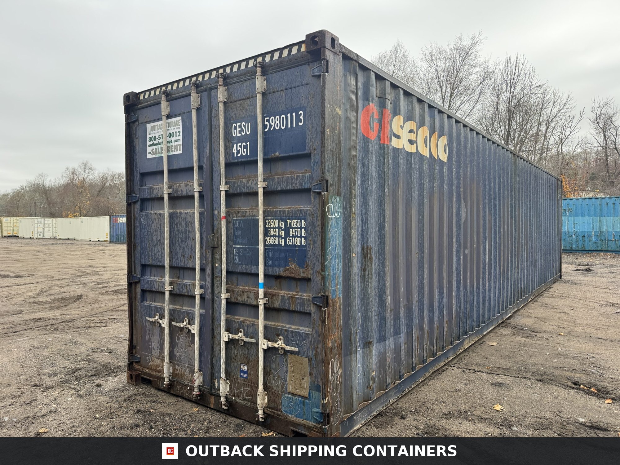 40ft Used High Cube Shipping Container – Wind & Watertight – Blue — 40ft — used (image 1 of 12)